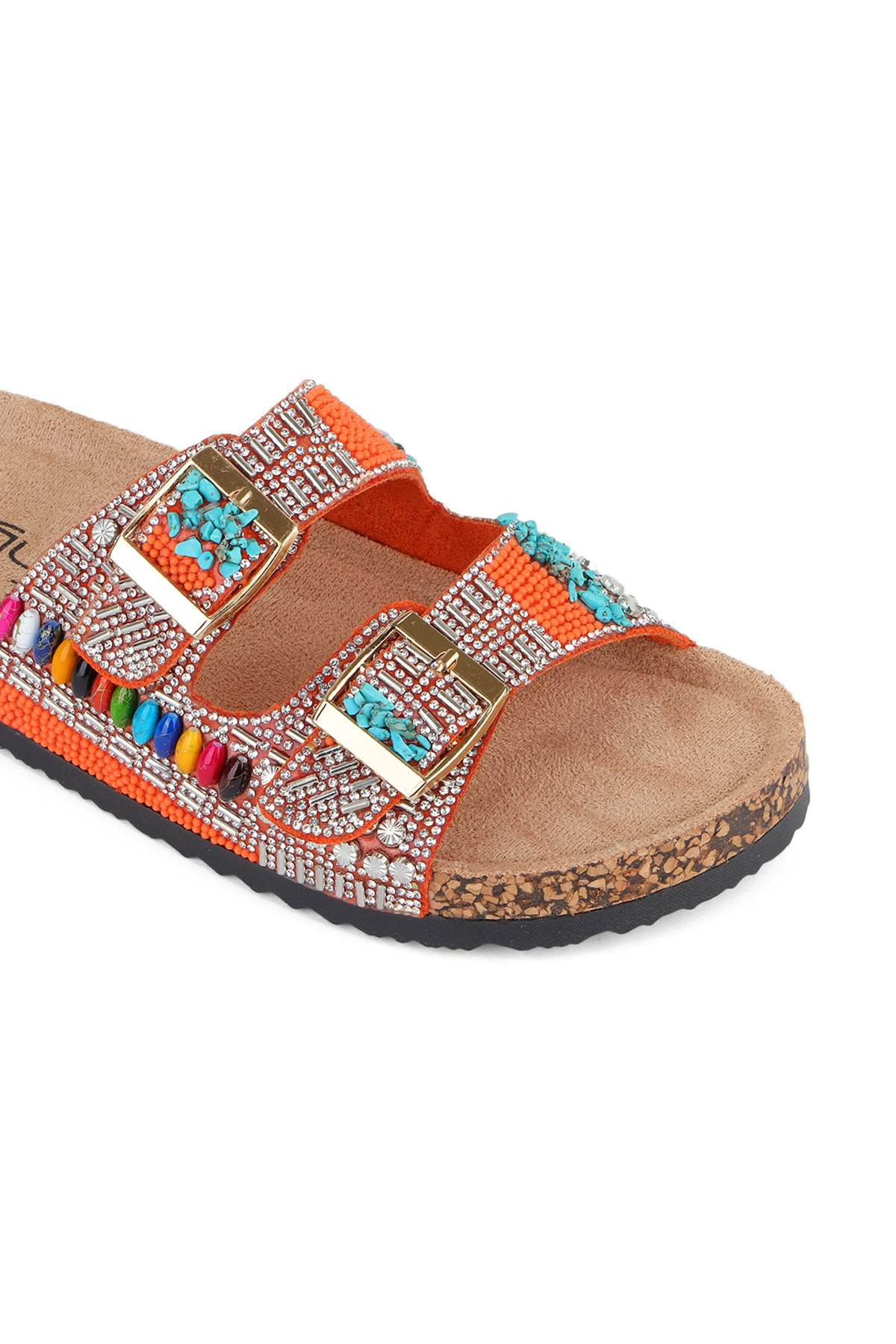 Toledo Anatomik Taban Taşlı Boncuk Detaylı Kadın Terlik - Görsel 6