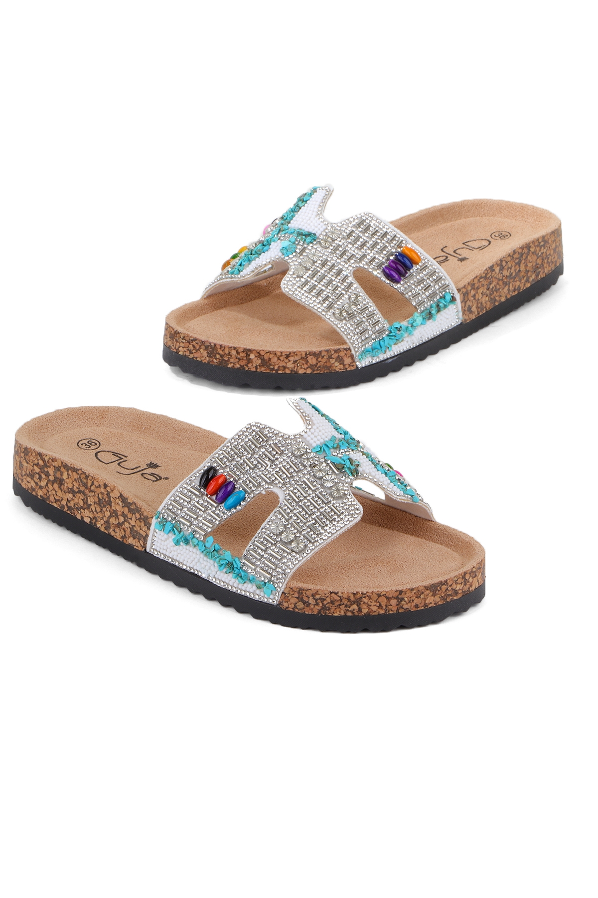 Ella Anatomik Taban Taş Detaylı Kadın Terlik - Görsel 2