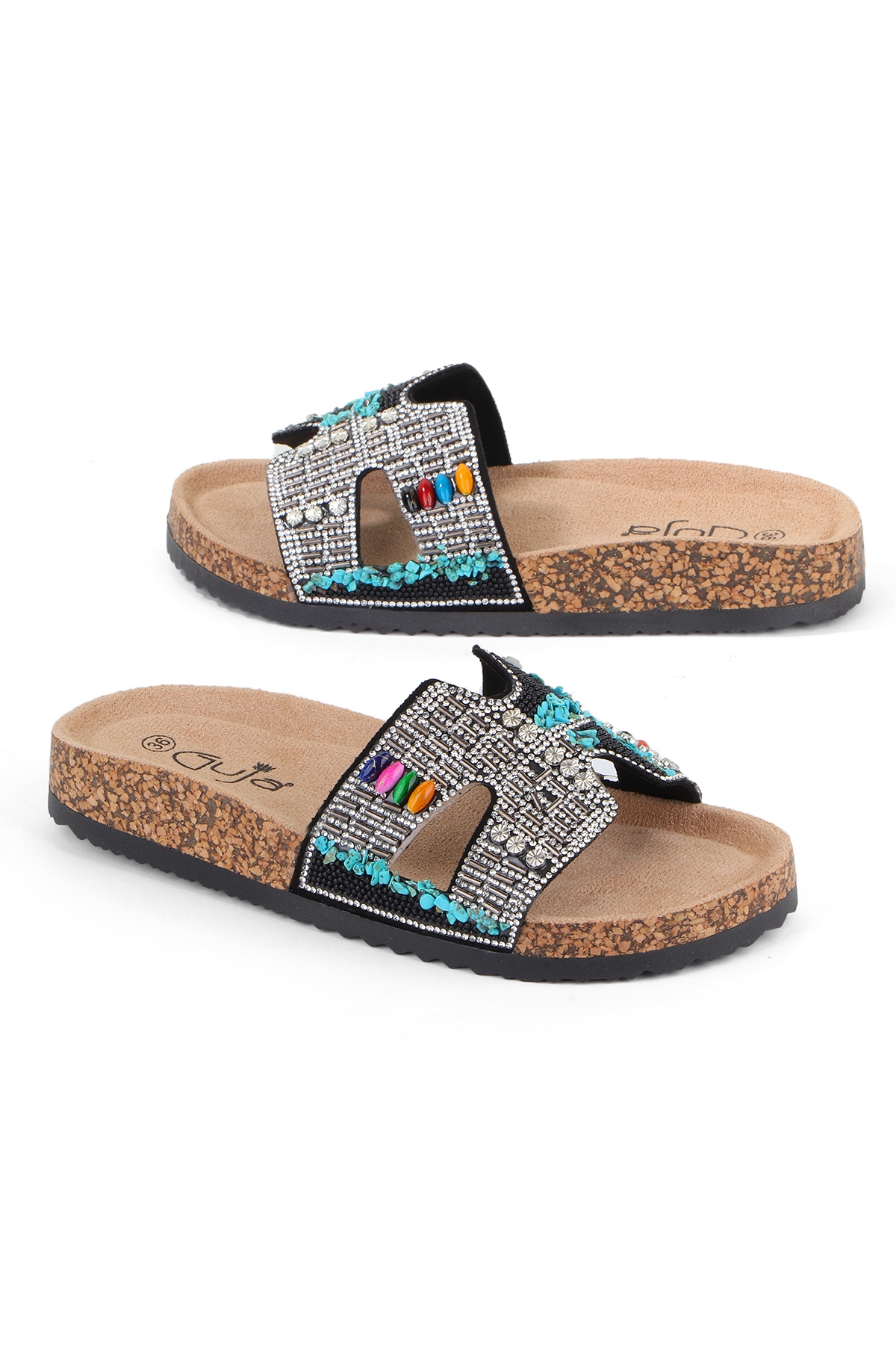 Ella Anatomik Taban Taş Detaylı Kadın Terlik - Görsel 3