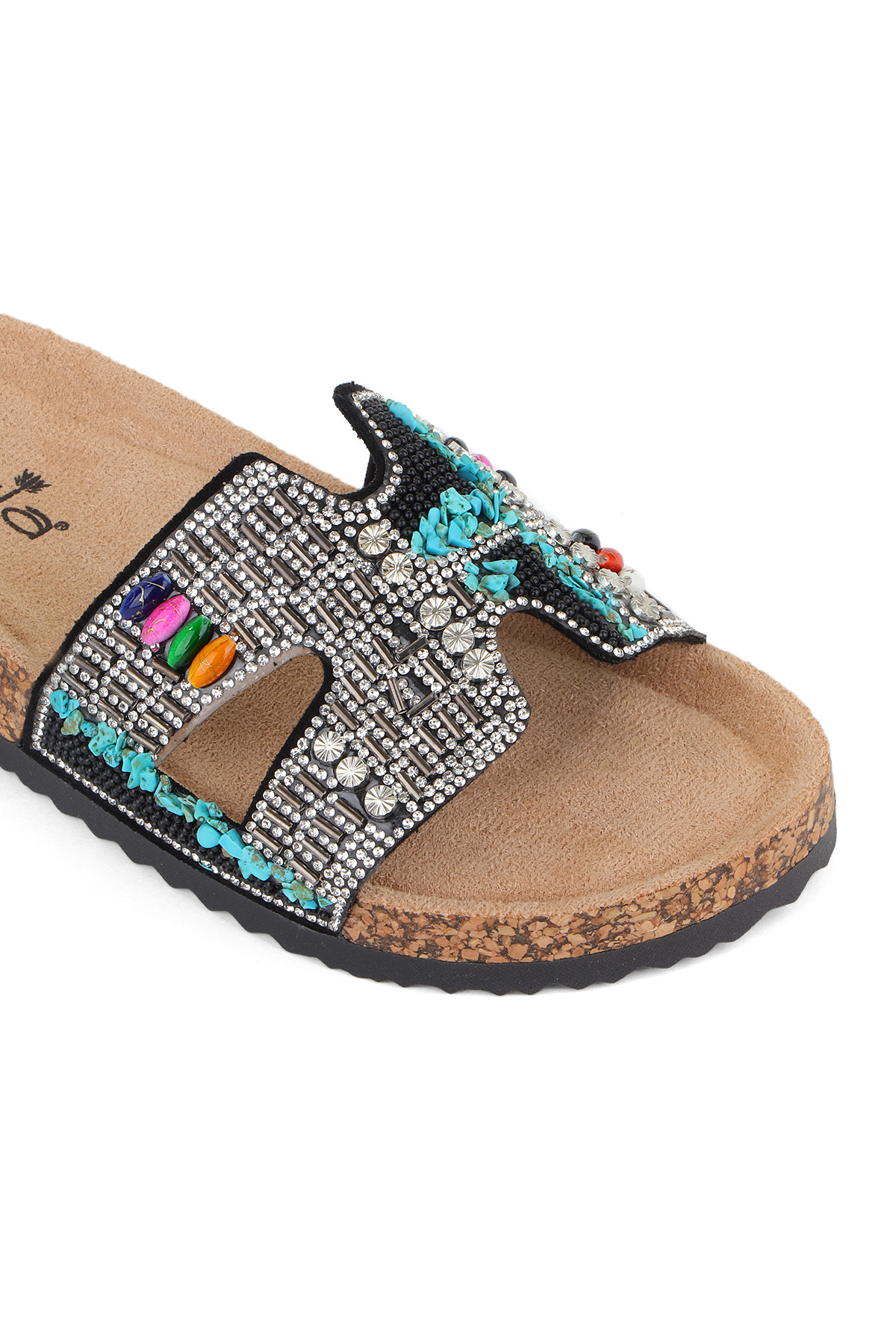 Ella Anatomik Taban Taş Detaylı Kadın Terlik - Görsel 6