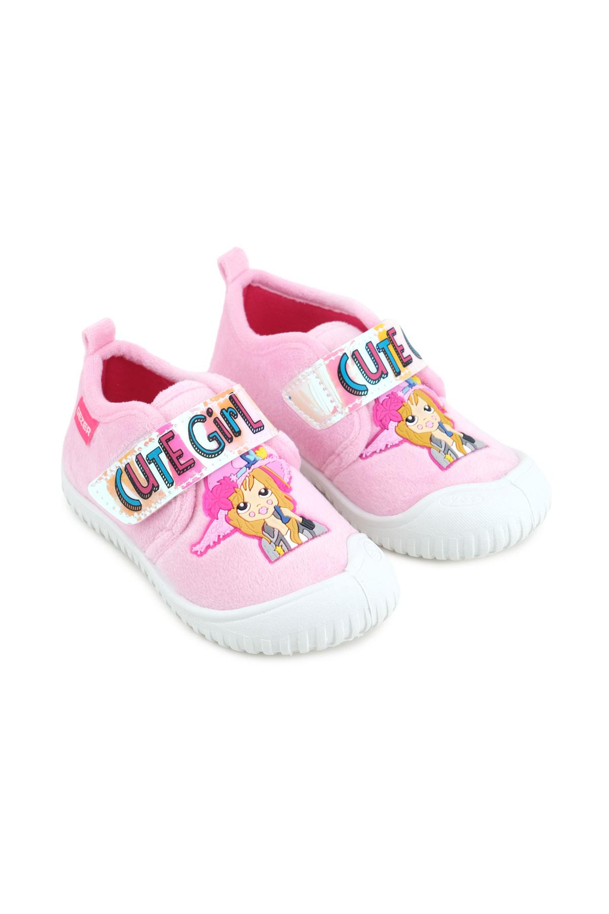 03377 Kız Çocuk Günlük Cırtlı Panduf Kreş Ayakkabı - Görsel 4