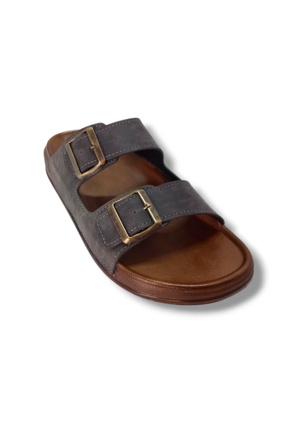 54201-25 Deri Çift Bant Anatomik Erkek Terlik - Görsel 2