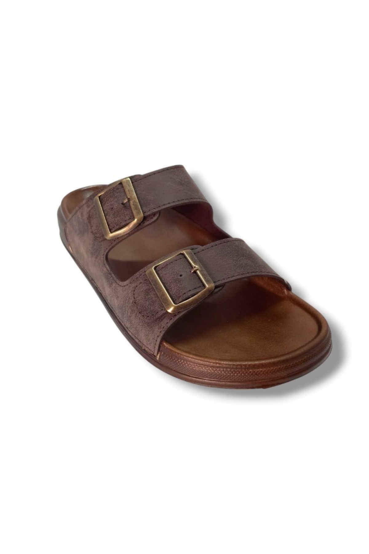 54201-25 Deri Çift Bant Anatomik Erkek Terlik - Görsel 2