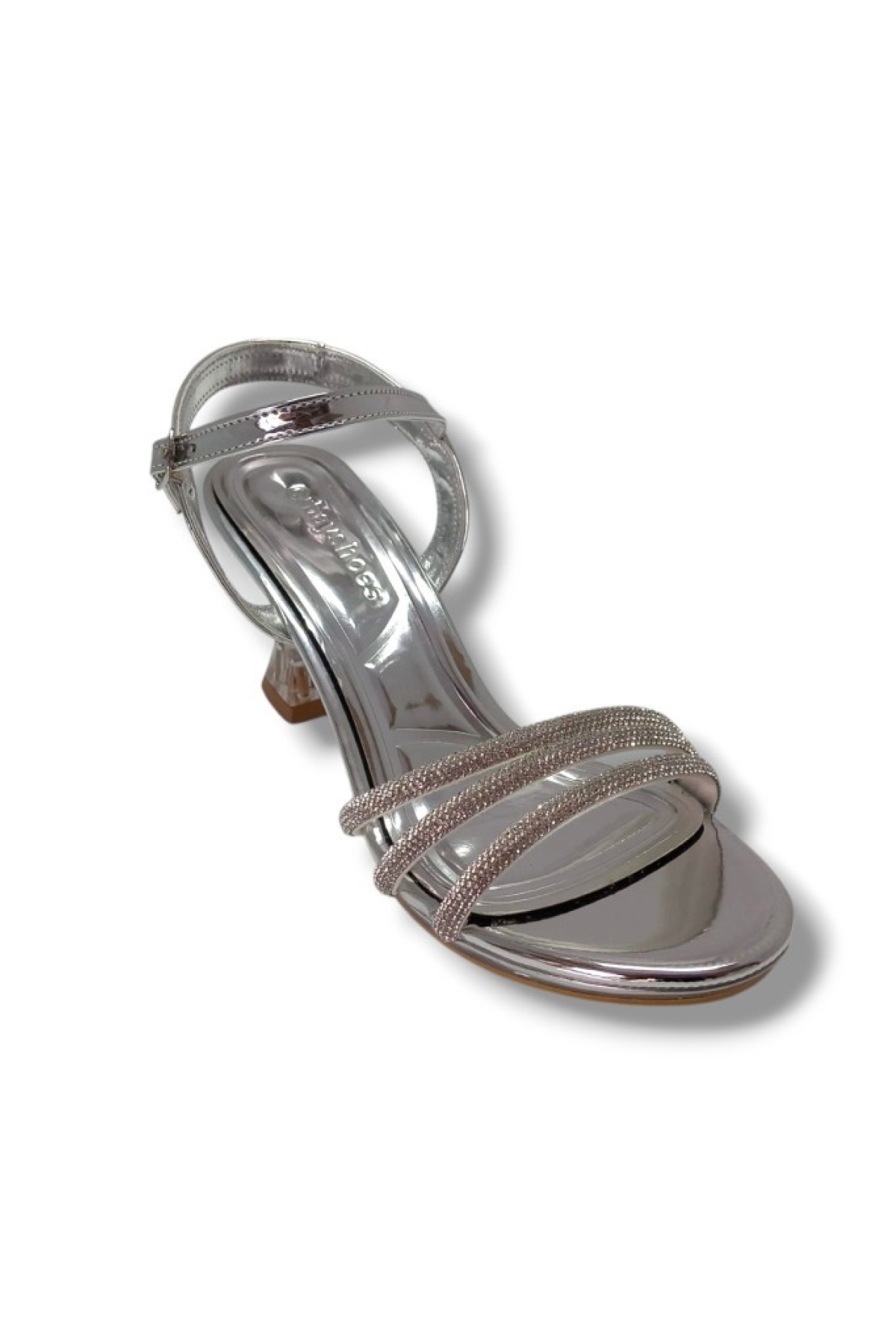 84-25 Deri Taşlı Şeffaf Topuk Anatomik Kadın Sandalet - Görsel 2