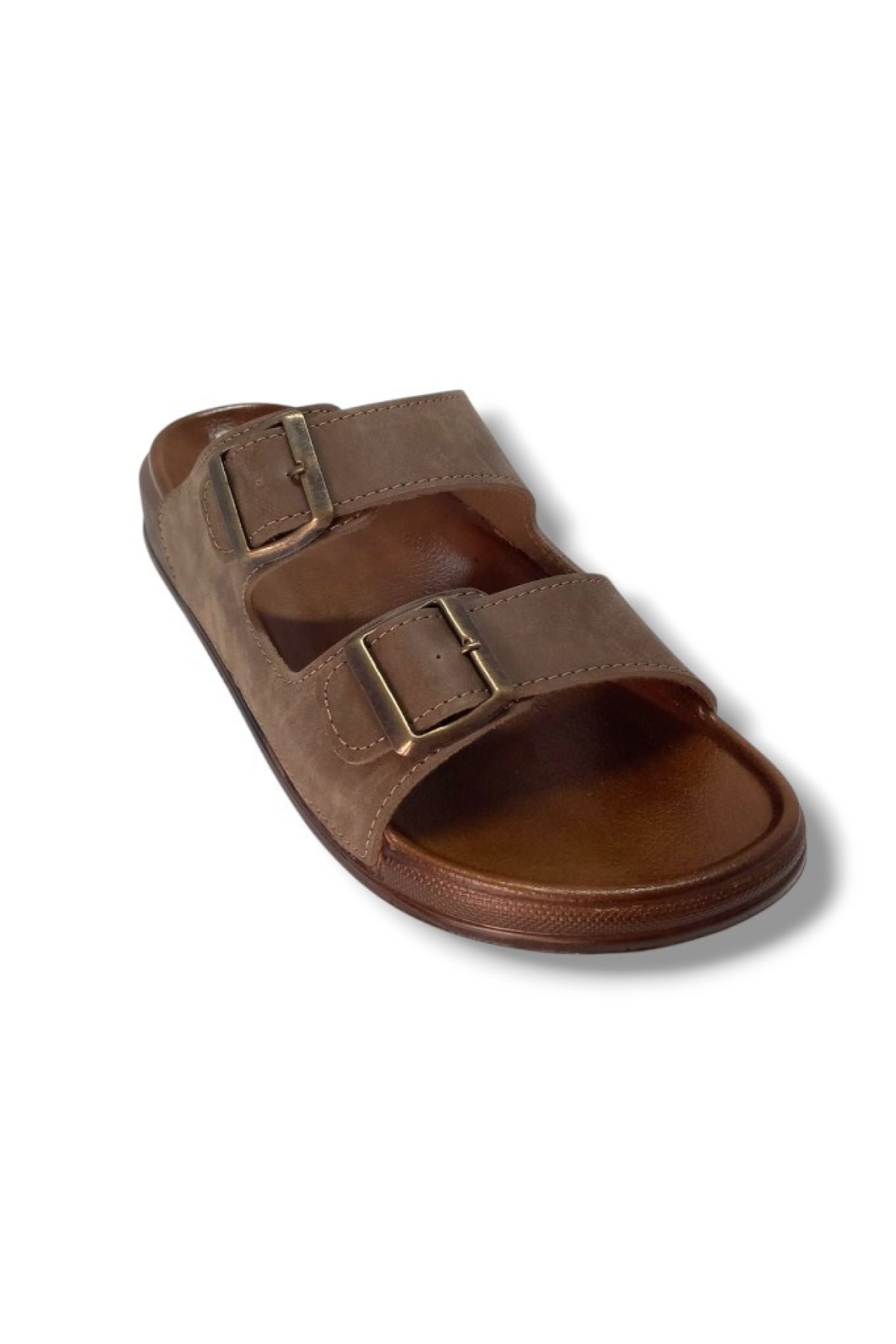 54201-25 Deri Çift Bant Anatomik Erkek Terlik - Görsel 2