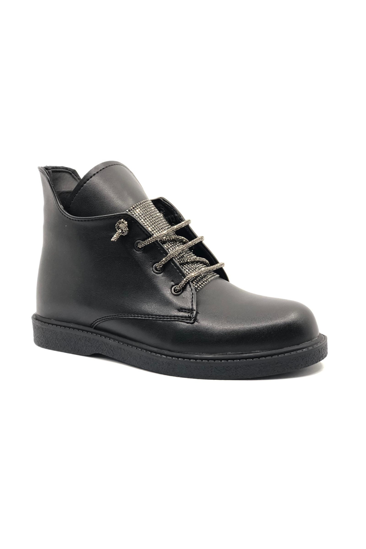 Kauçuk Kaymaz Taban Taş Bağcık Detaylı Kadın Bot - Görsel 2