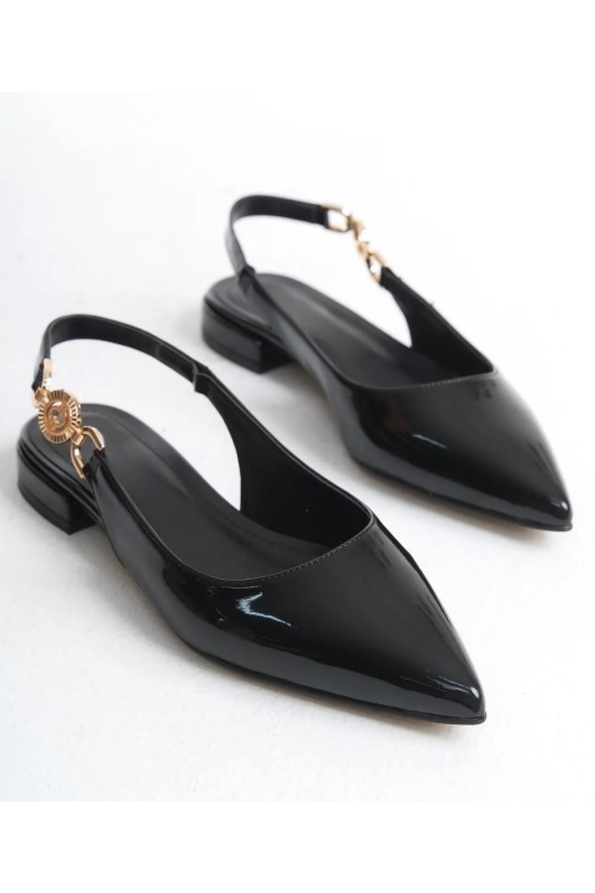 Yan Toka Detaylı Arkası Açık Kadın Babet Ayakkabı - Görsel 4