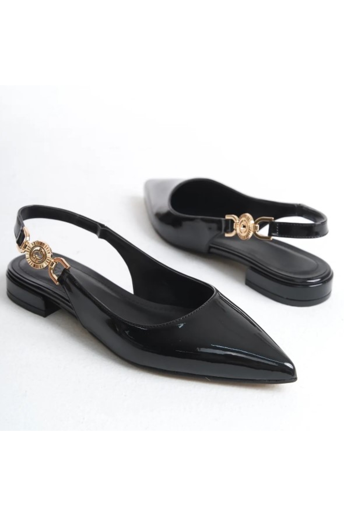 Yan Toka Detaylı Arkası Açık Kadın Babet Ayakkabı - Görsel 6