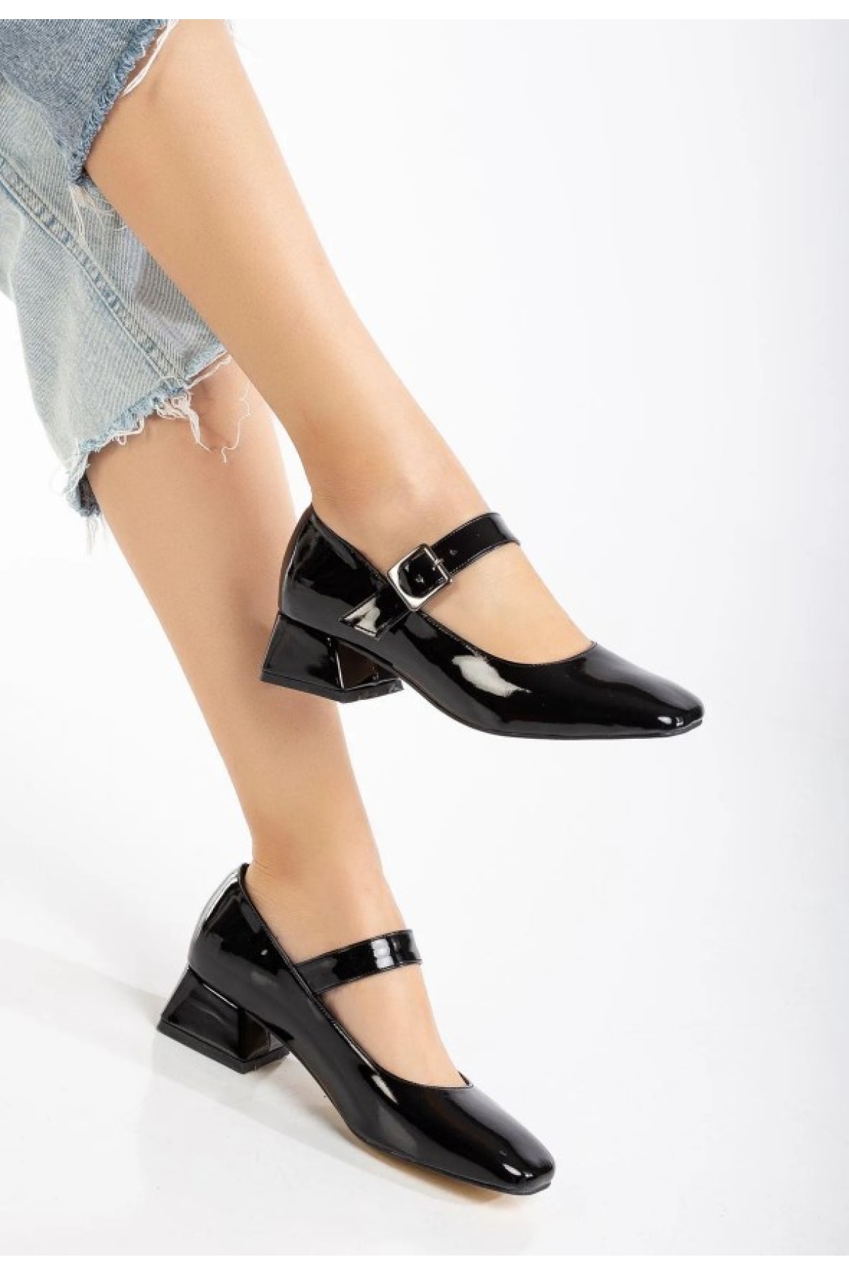Pars Jane Küt Burunlu Kadın Kısa Topuklu Kadın Babet Ayakkabı - Görsel 3