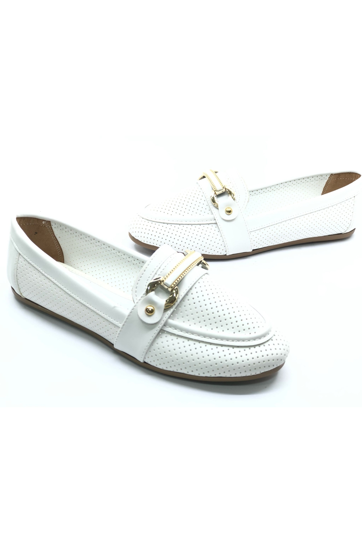 Toka Detaylı Delikli Düz Taban Kadın Babet Ayakkabı - Görsel 4