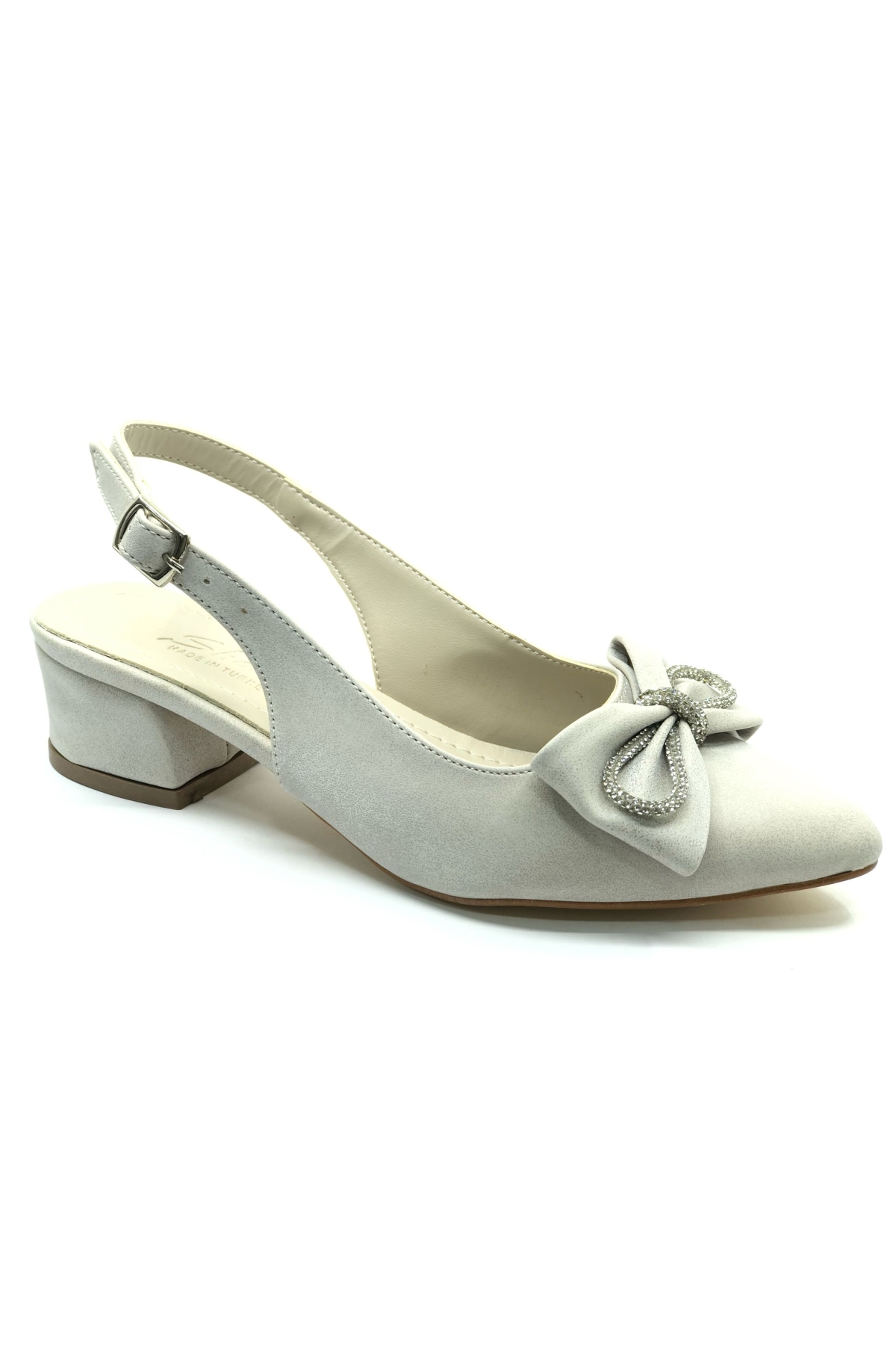 Arkası Açık Fiyonk Taş Detaylı Klasik Kadın Topuklu Ayakkabı - Görsel 2