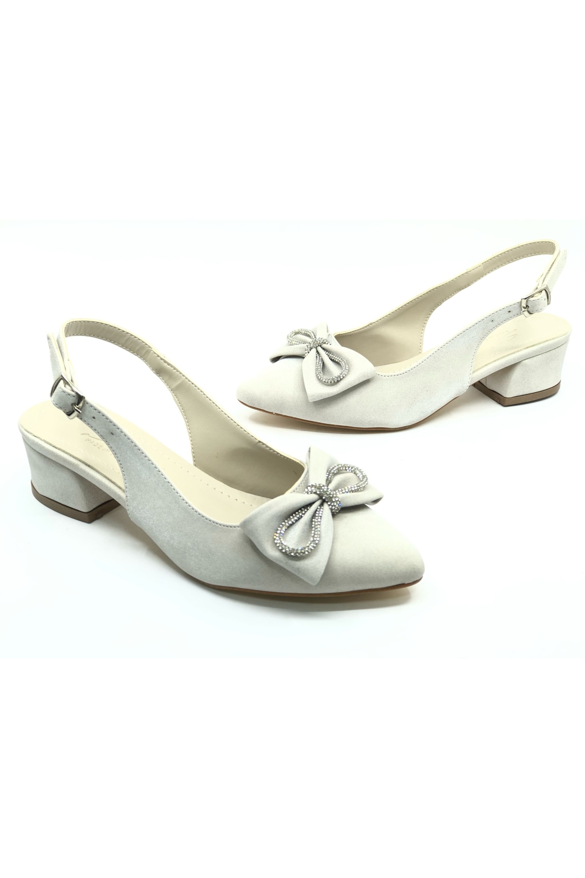 Arkası Açık Fiyonk Taş Detaylı Klasik Kadın Topuklu Ayakkabı - Görsel 3