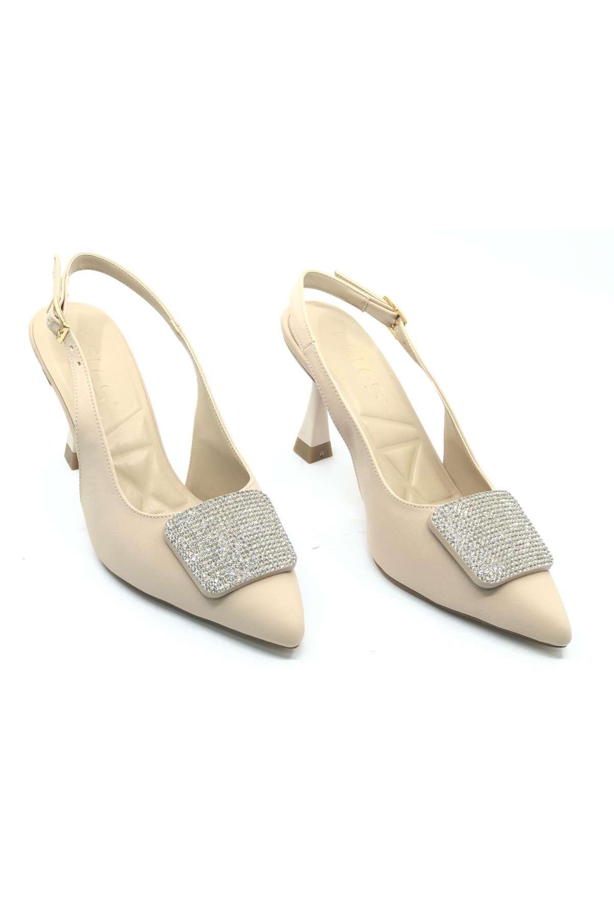 Toka Taş Detaylı Arkası Açık Stiletto Kadın Topuklu Ayakkabı - Görsel 3