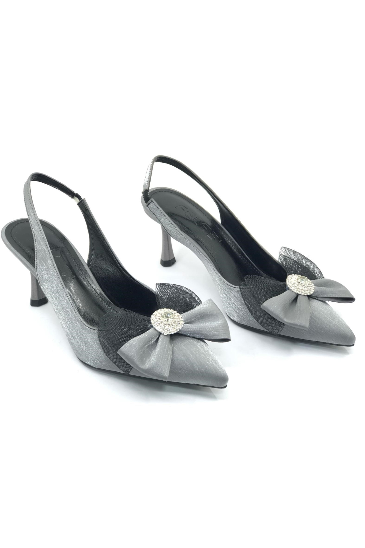 Saten Fiyonk Taş Detaylı Arkası Açık Stiletto Kadın Topuklu Ayakkabı - Görsel 4