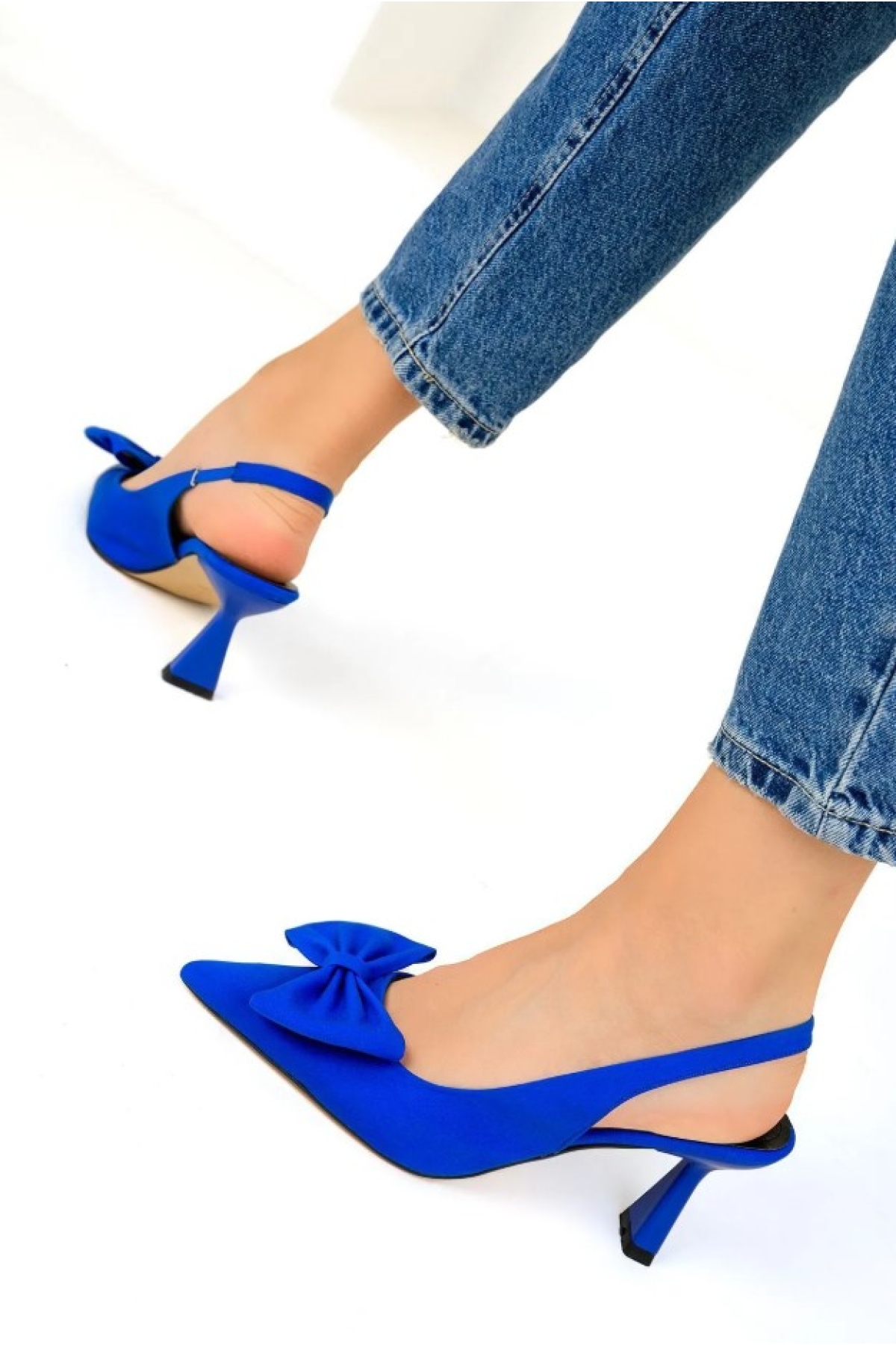 Kurdela Detaylı Arkası Açık Stiletto Kadın Topuklu Ayakkabı - Görsel 6