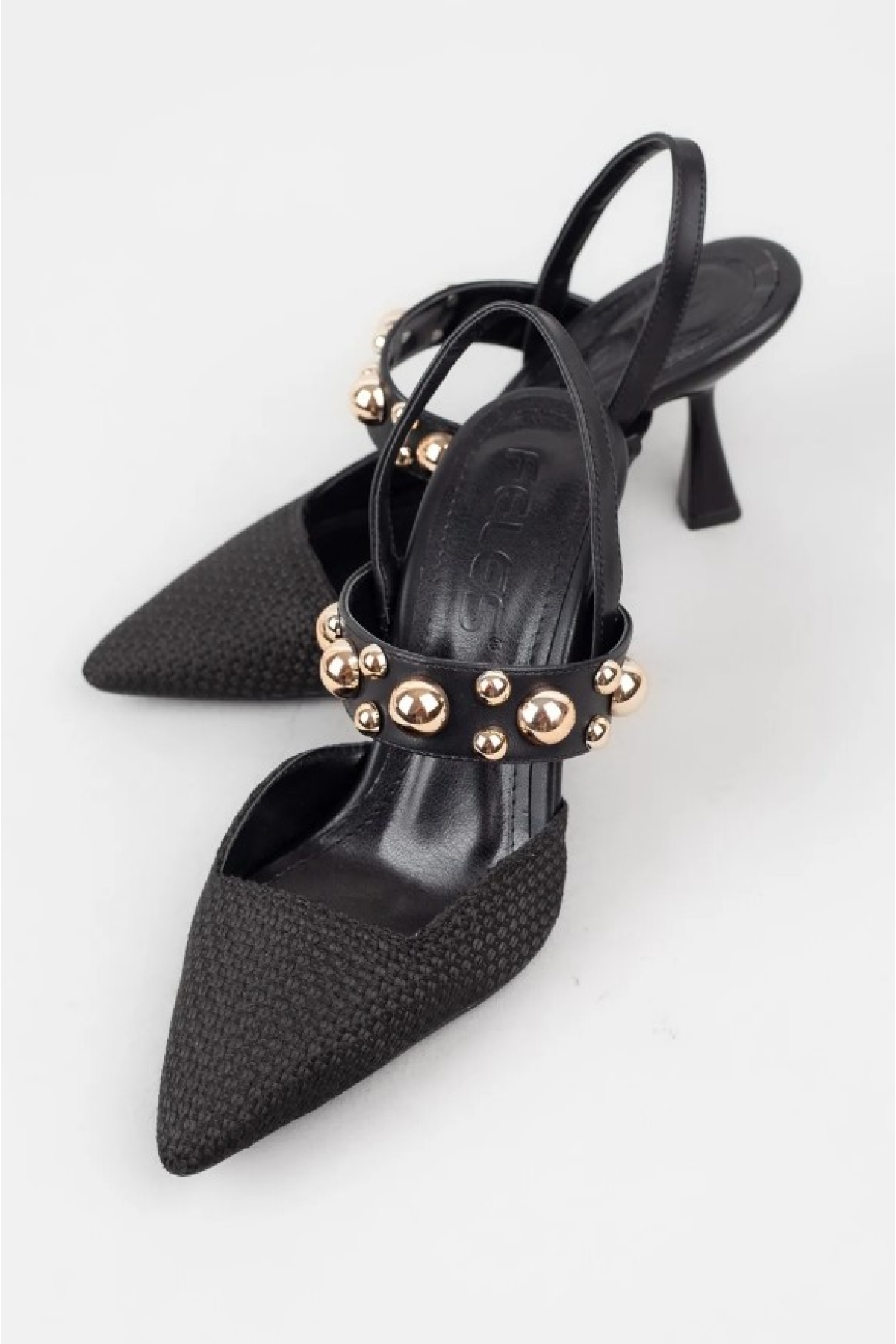Zımba Detaylı Topuklu Arkası Açık Kadın Stiletto Ayakkabı - Görsel 4