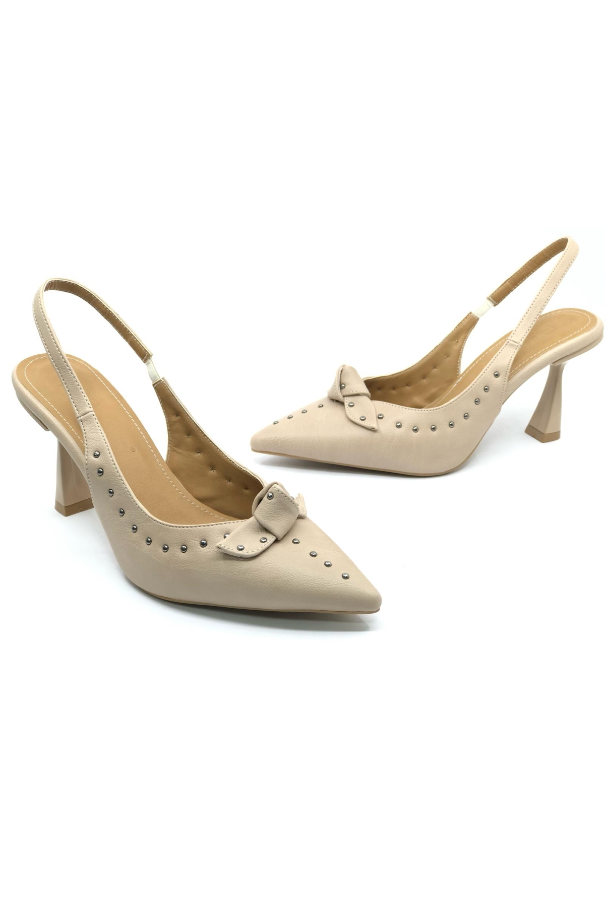 Zımba Kurdela Detaylı Arkası Açık Stiletto Kadın Topuklu Ayakkabı - Görsel 3