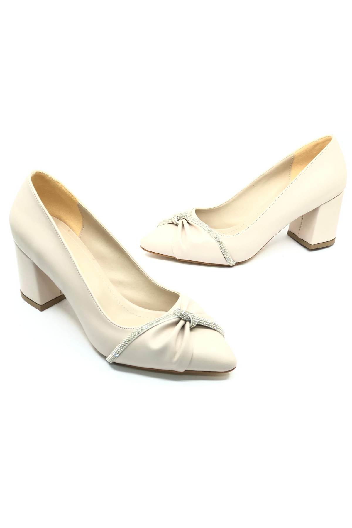 Düğüm Taş Detaylı 6 cm Topuklu Kadın Klasik Ayakkabı - Görsel 3