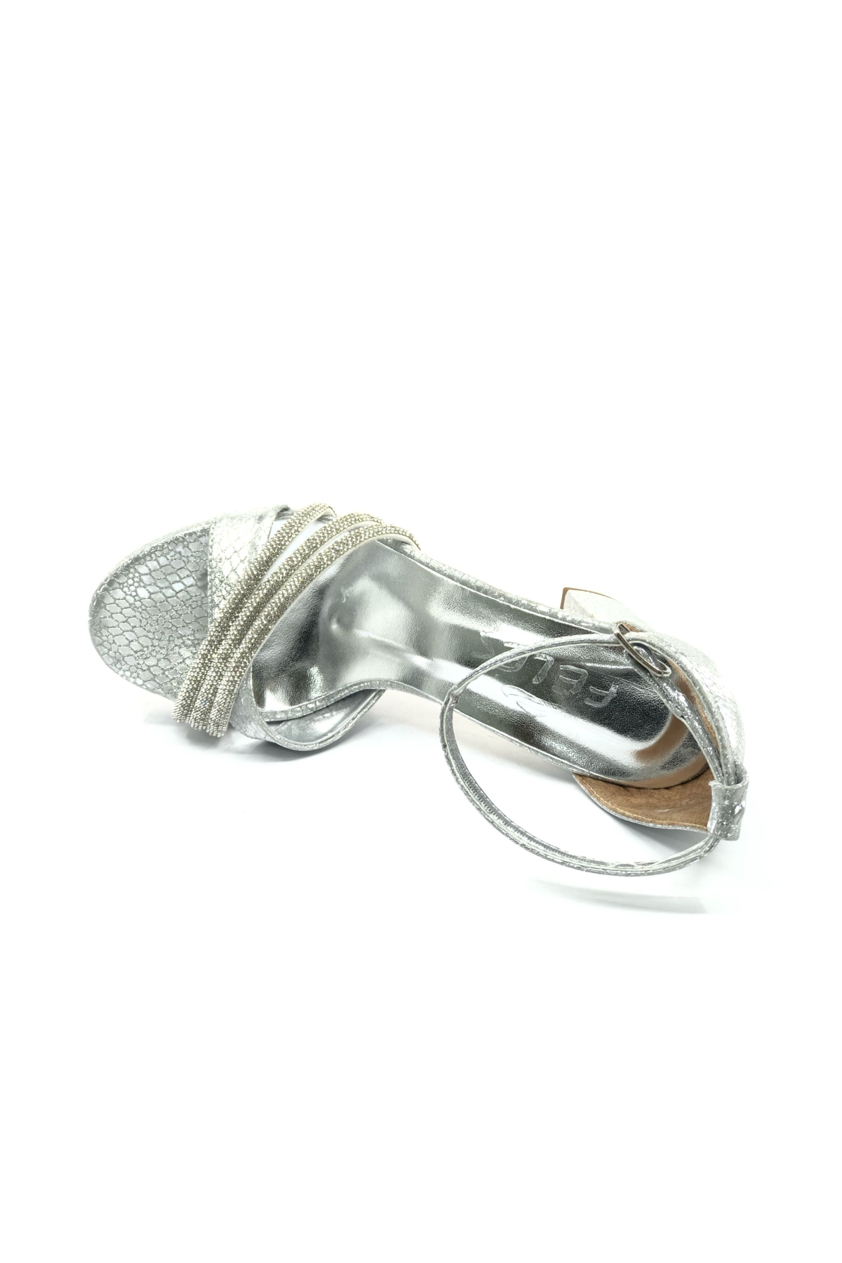 Çapraz Üç Şerit Taşlı 10 cm Platform Topuklu Kadın Abiye Ayakkabı - Görsel 7