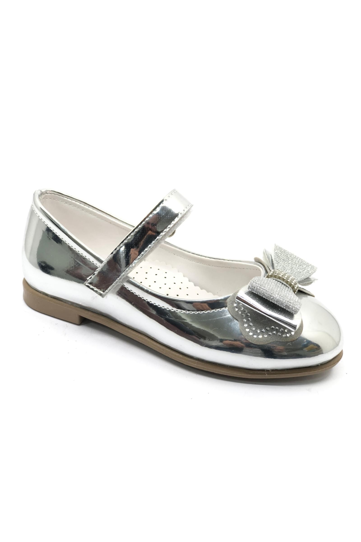 Kurdela Taş Detaylı Cırtlı Kız Çocuk Babet Ayakkabı - Görsel 4