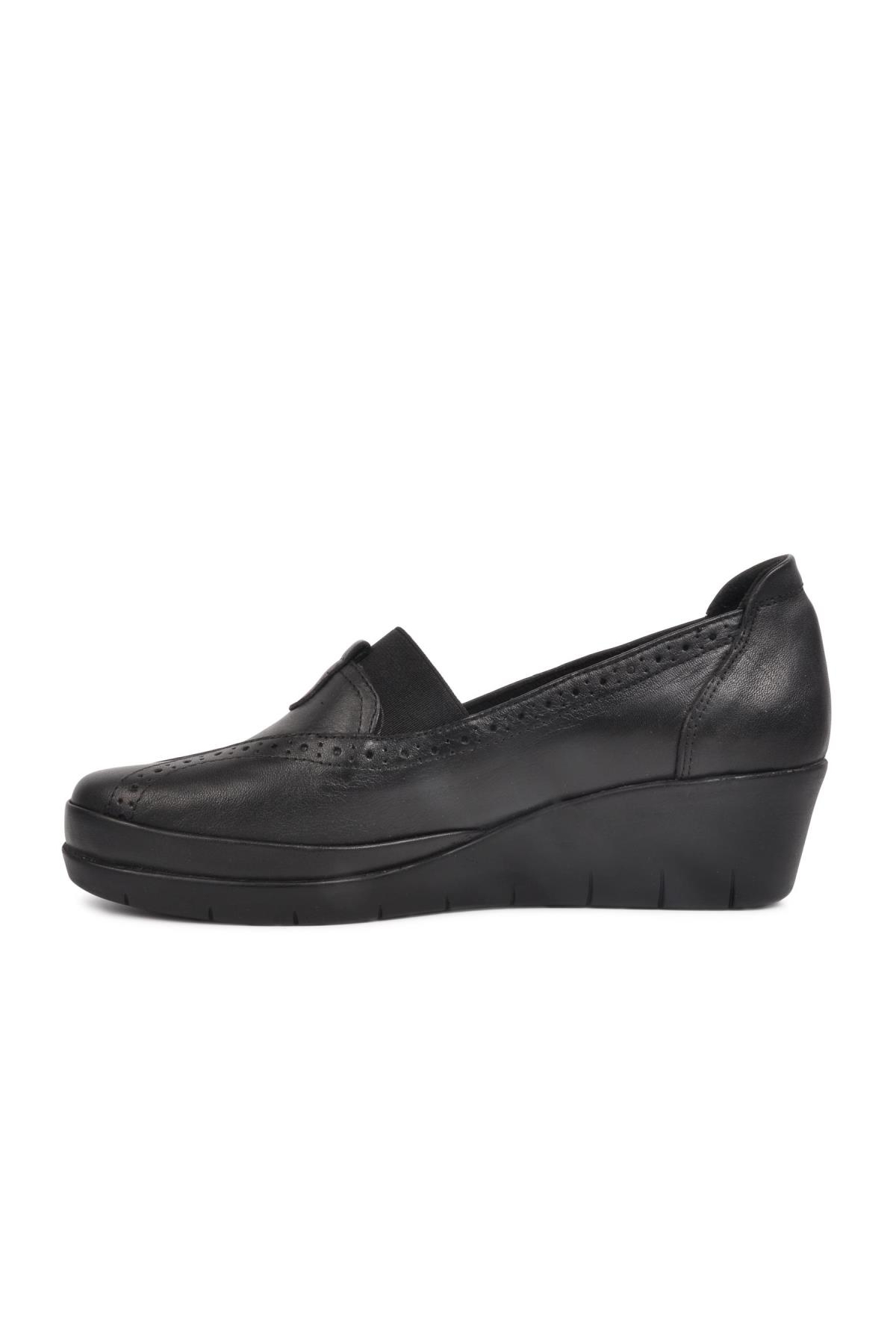 888 Siyah Kadın Hakiki Deri Ortopedik Günlük Ayakkabı - Görsel 5