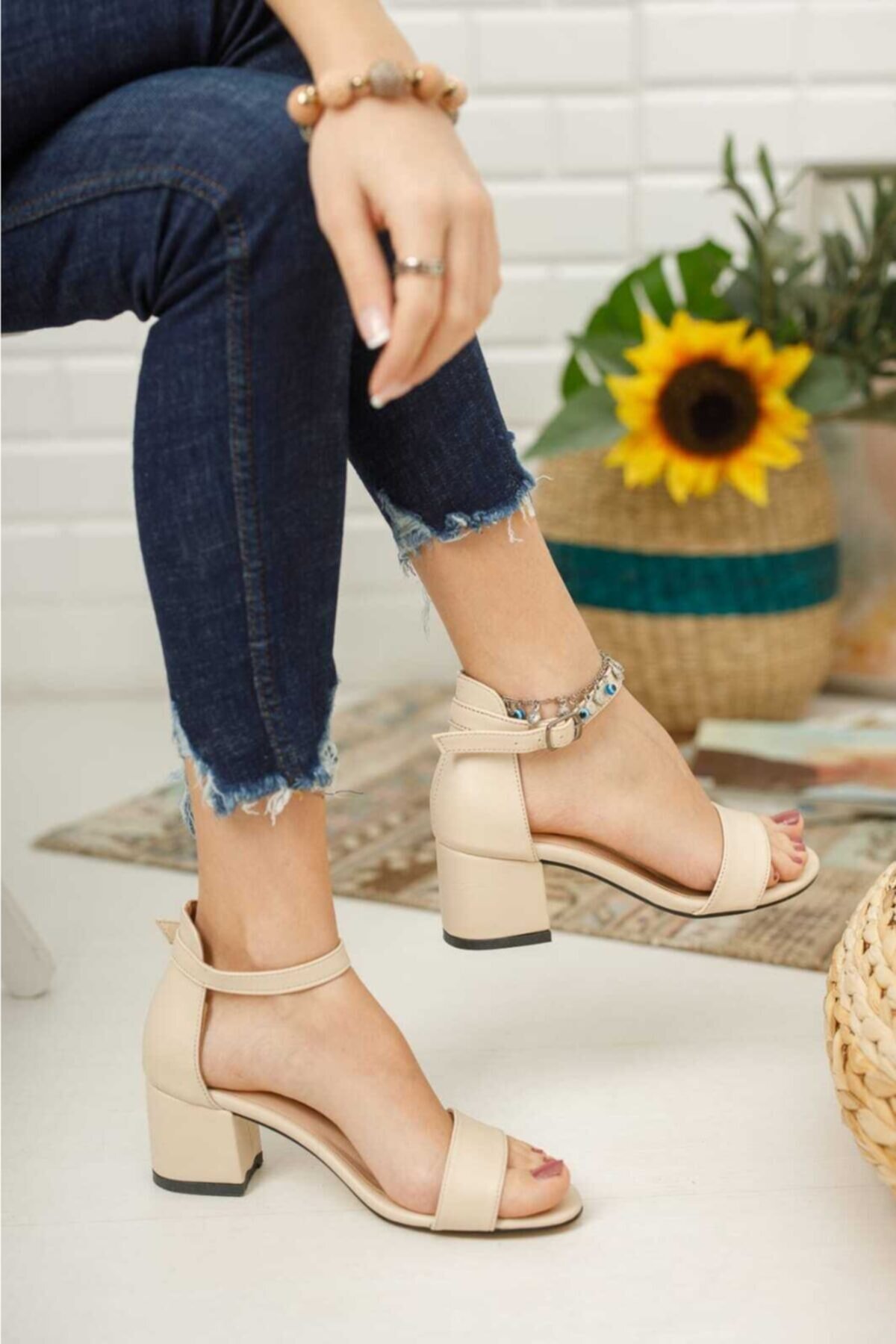5cm Topuklu Kadın Tek Bant Topuklu Ayakabı - Görsel 2