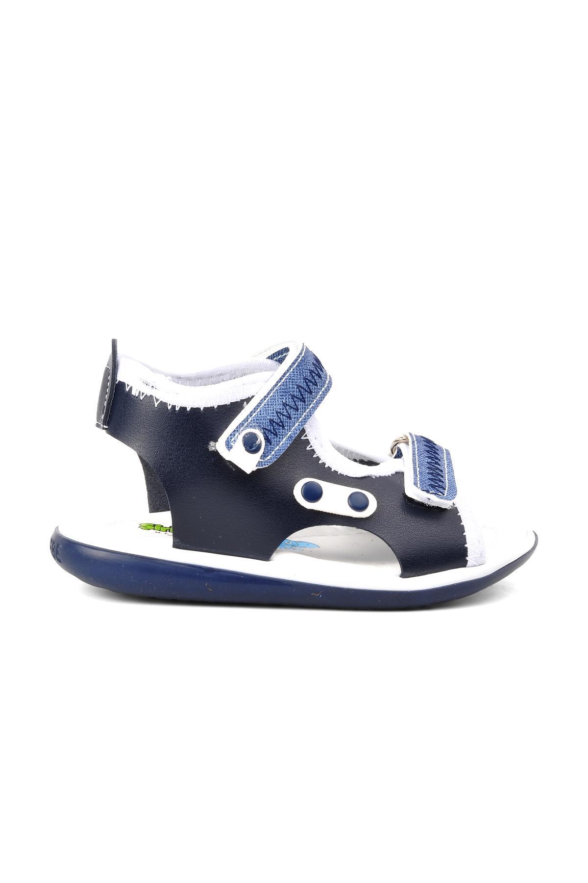 Re11 Mavi Cırt Cırtlı Erkek Çocuk Sandalet - Görsel 3