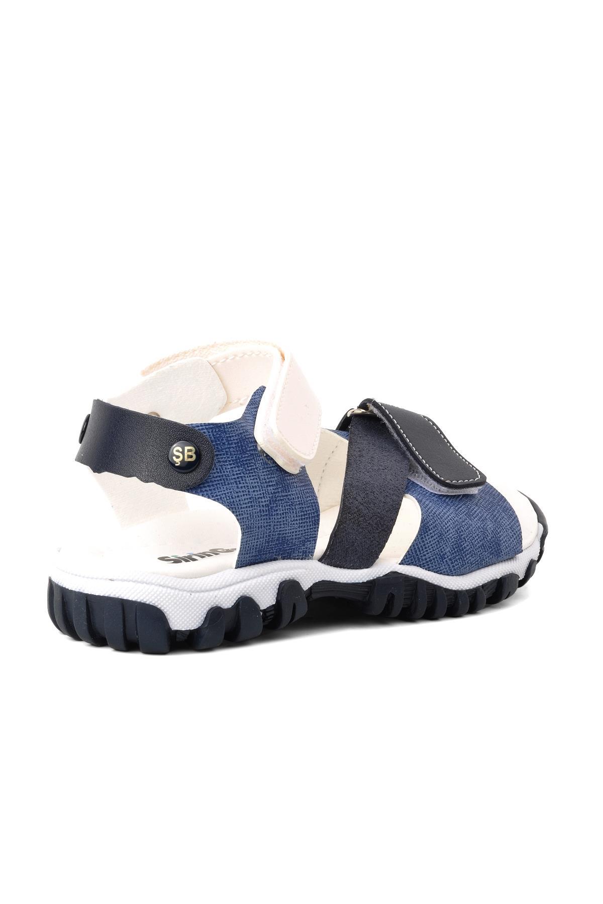 Şr60 Kot Mavi Cırt Cırtlı Erkek Çocuk Sandalet - Görsel 5