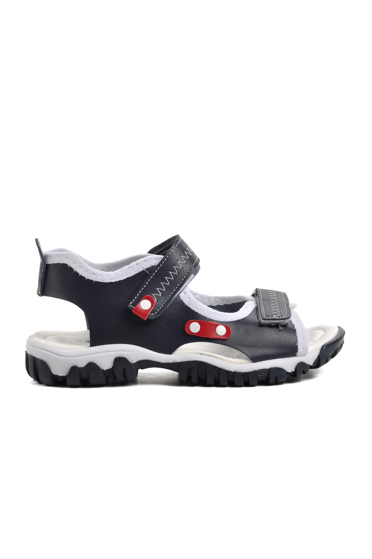 22Y05-F Mavi-Kırmızı Cırtlı Erkek Çocuk Sandalet - Görsel 3