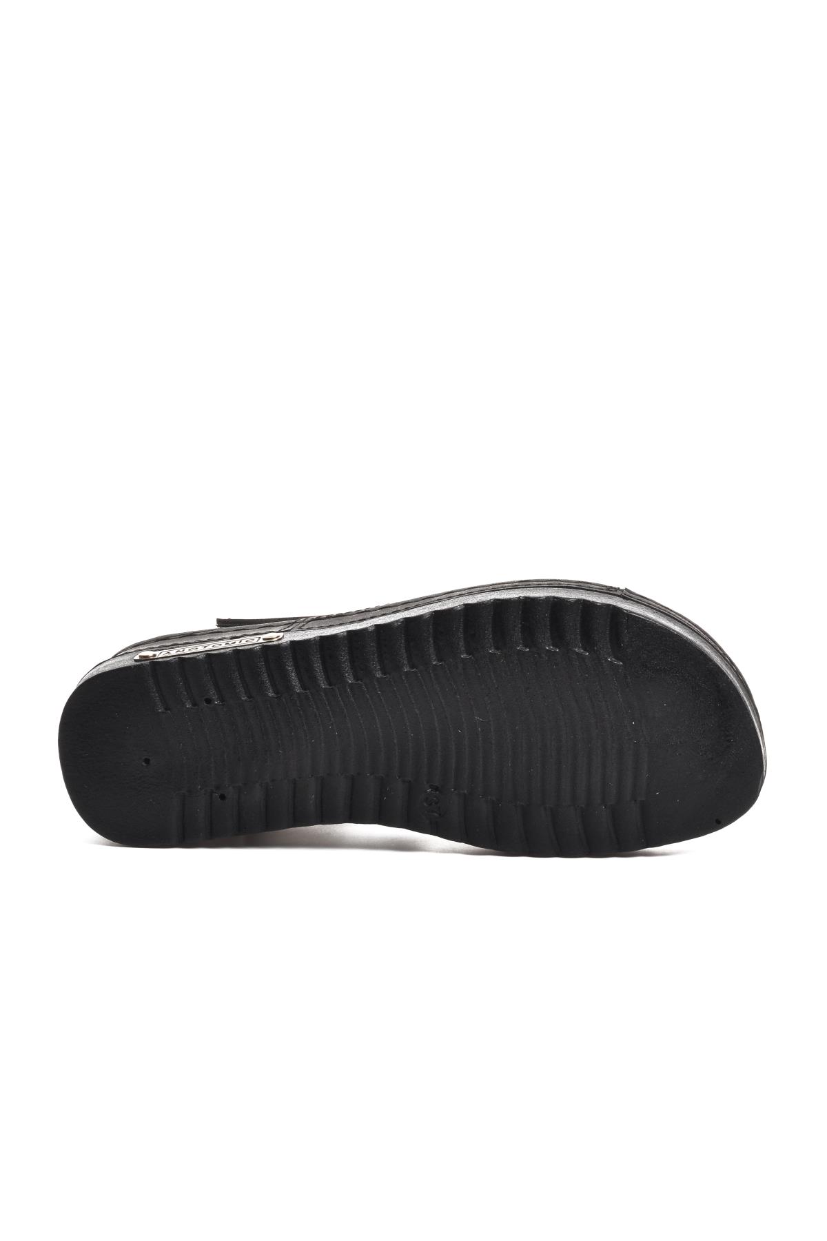 07-109 Rr Siyah Kalın Taban Kadın Anatomik Sandalet - Görsel 6