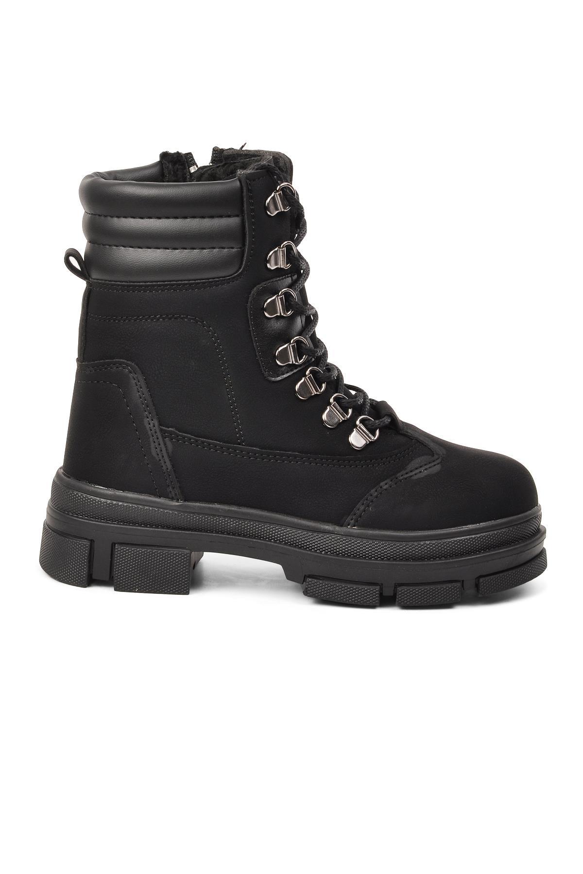 Sumi-F Siyah-Zümrüt İçi Kürklü Fermuarlı Çocuk Bot - Görsel 3