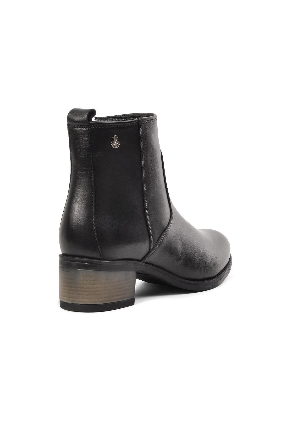 8691 Siyah Hakiki Deri Kadın Topuklu Bot - Görsel 5