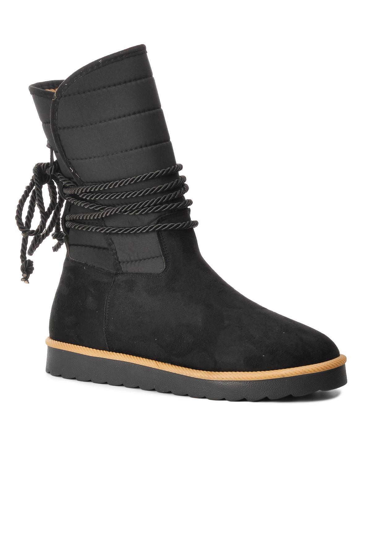 K706 Siyah Süet İçi Polarlı Kadın Bot - Görsel 2