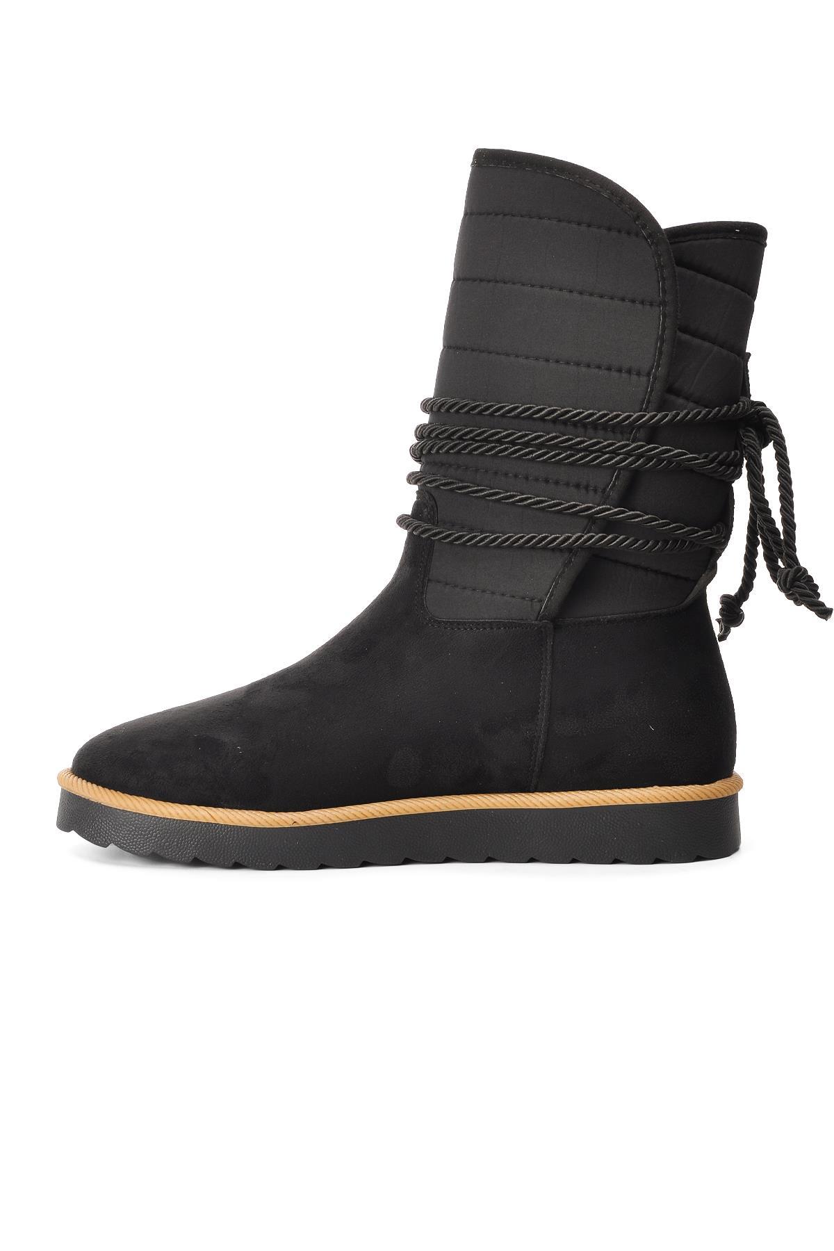 K706 Siyah Süet İçi Polarlı Kadın Bot - Görsel 4