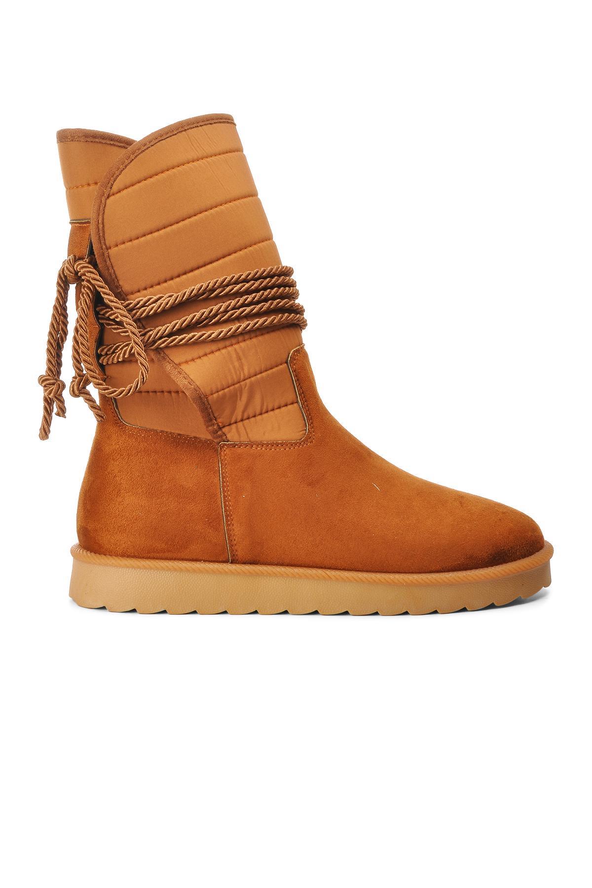K706 Taba Süet İçi Polarlı Kadın Bot - Görsel 3
