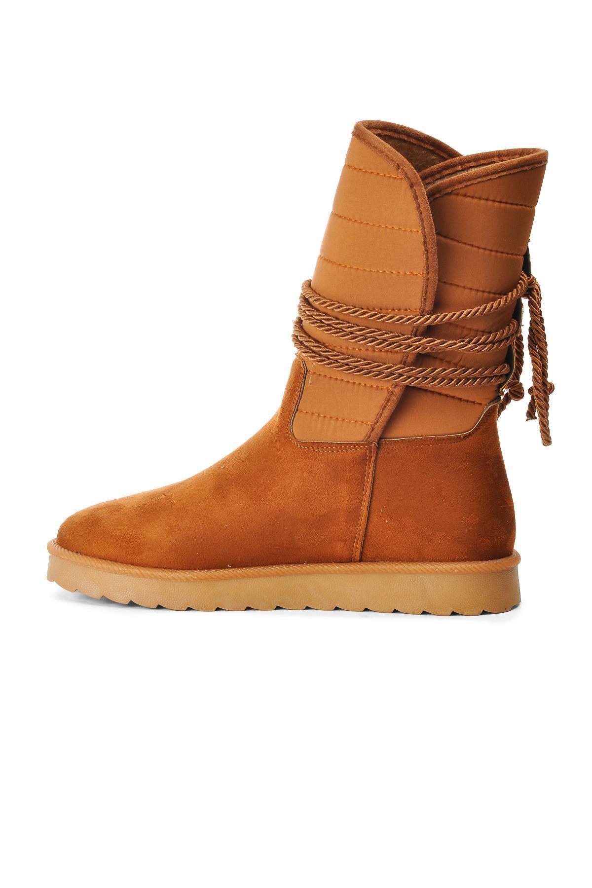 K706 Taba Süet İçi Polarlı Kadın Bot - Görsel 4