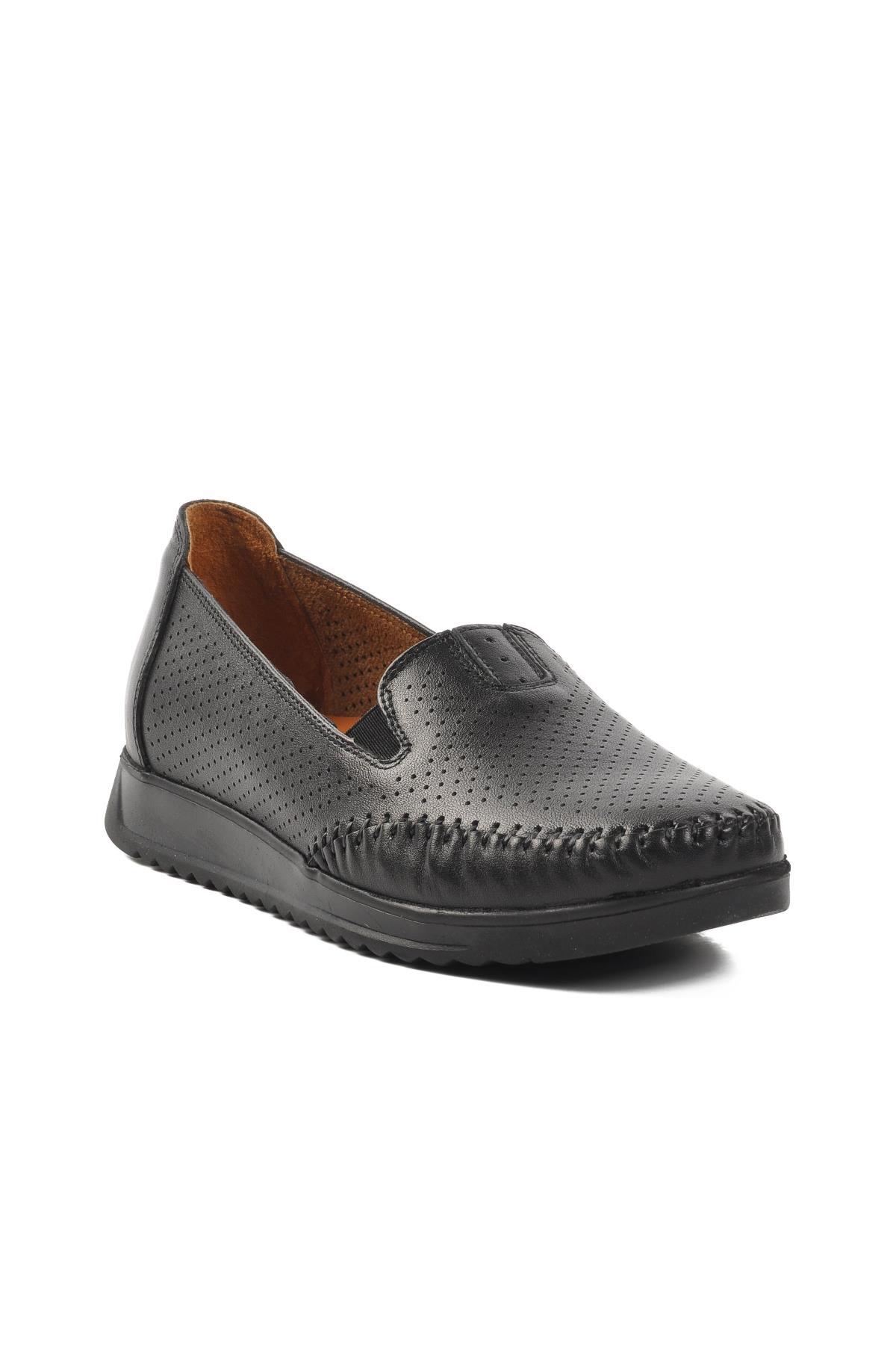 48 Siyah Hakiki Deri Kadın Günlük Ayakkabı - Görsel 2