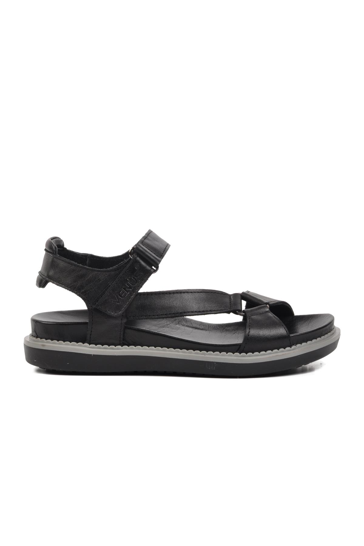 202064Y Siyah Hakiki Deri Kadın Sandalet - Görsel 3