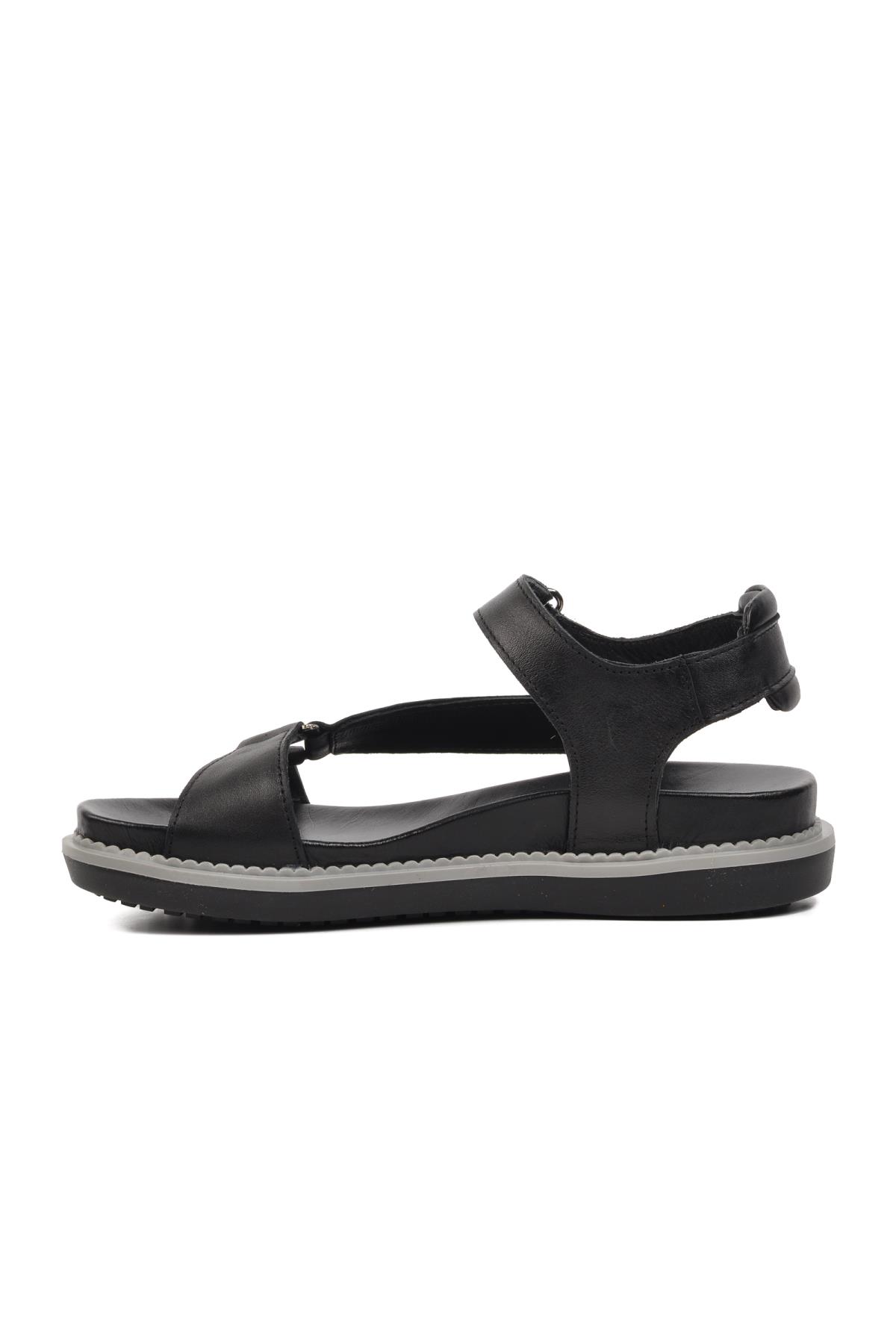 202064Y Siyah Hakiki Deri Kadın Sandalet - Görsel 4