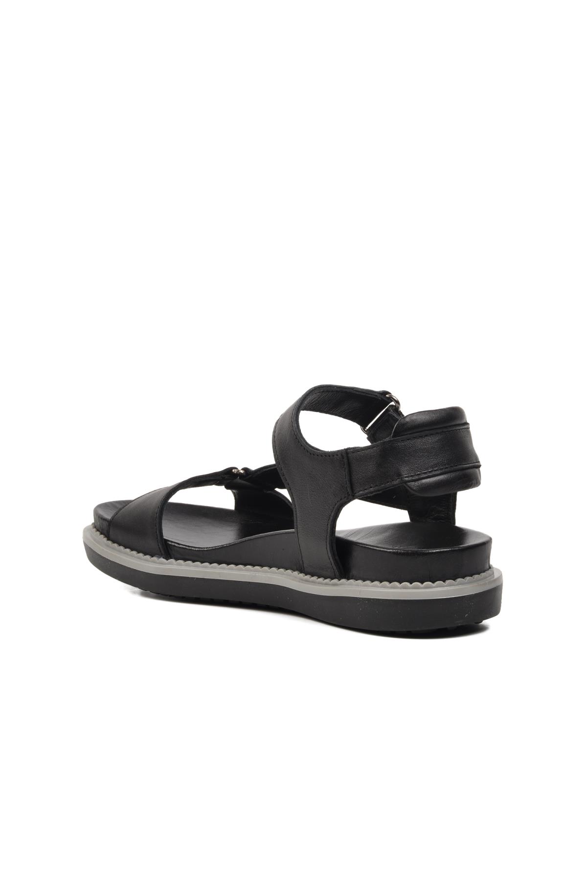 202064Y Siyah Hakiki Deri Kadın Sandalet - Görsel 5