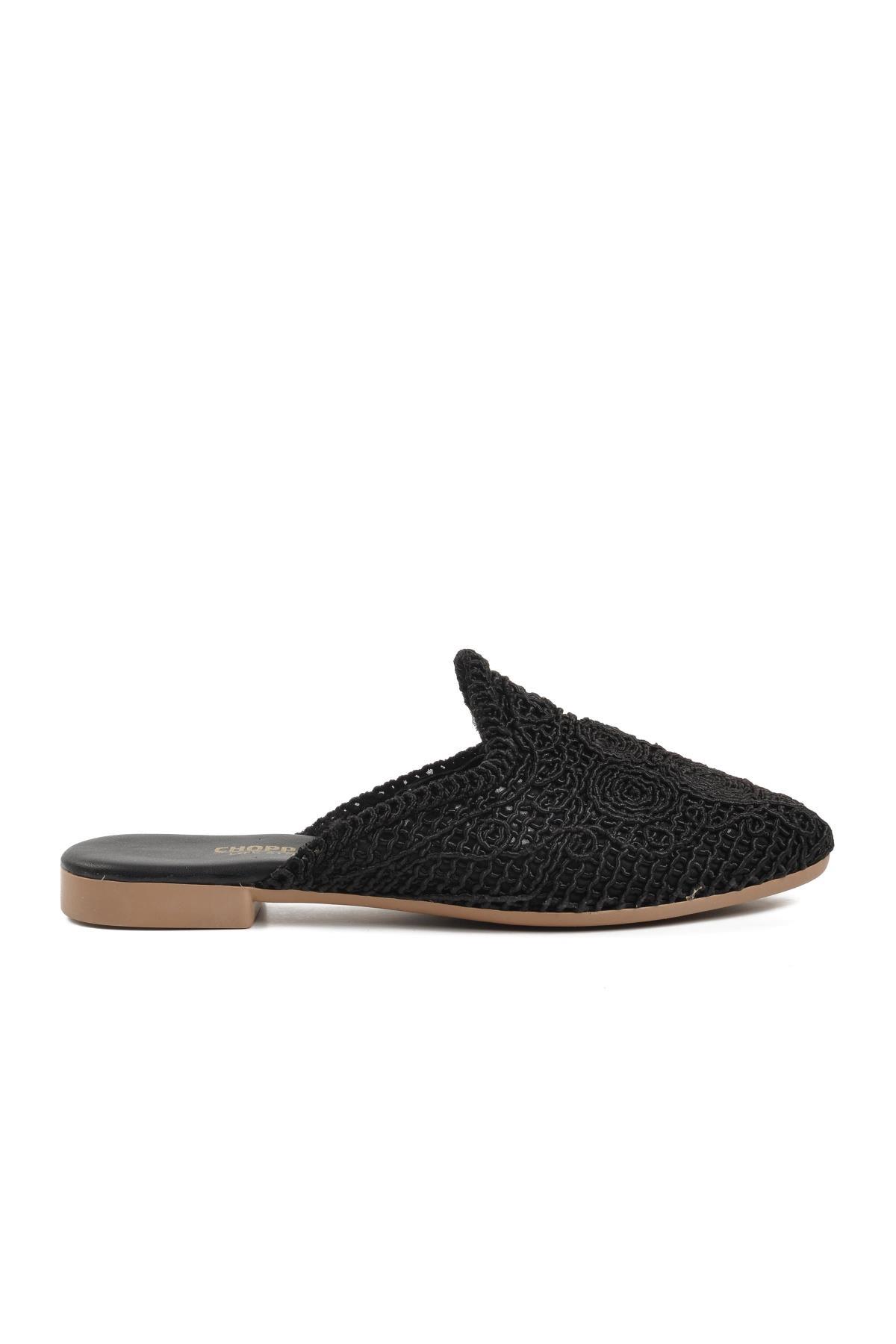 Cpr-22615 Siyah Örgü Kadın Terlik - Görsel 3