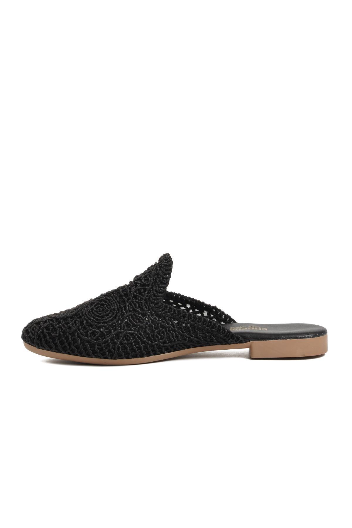 Cpr-22615 Siyah Örgü Kadın Terlik - Görsel 4