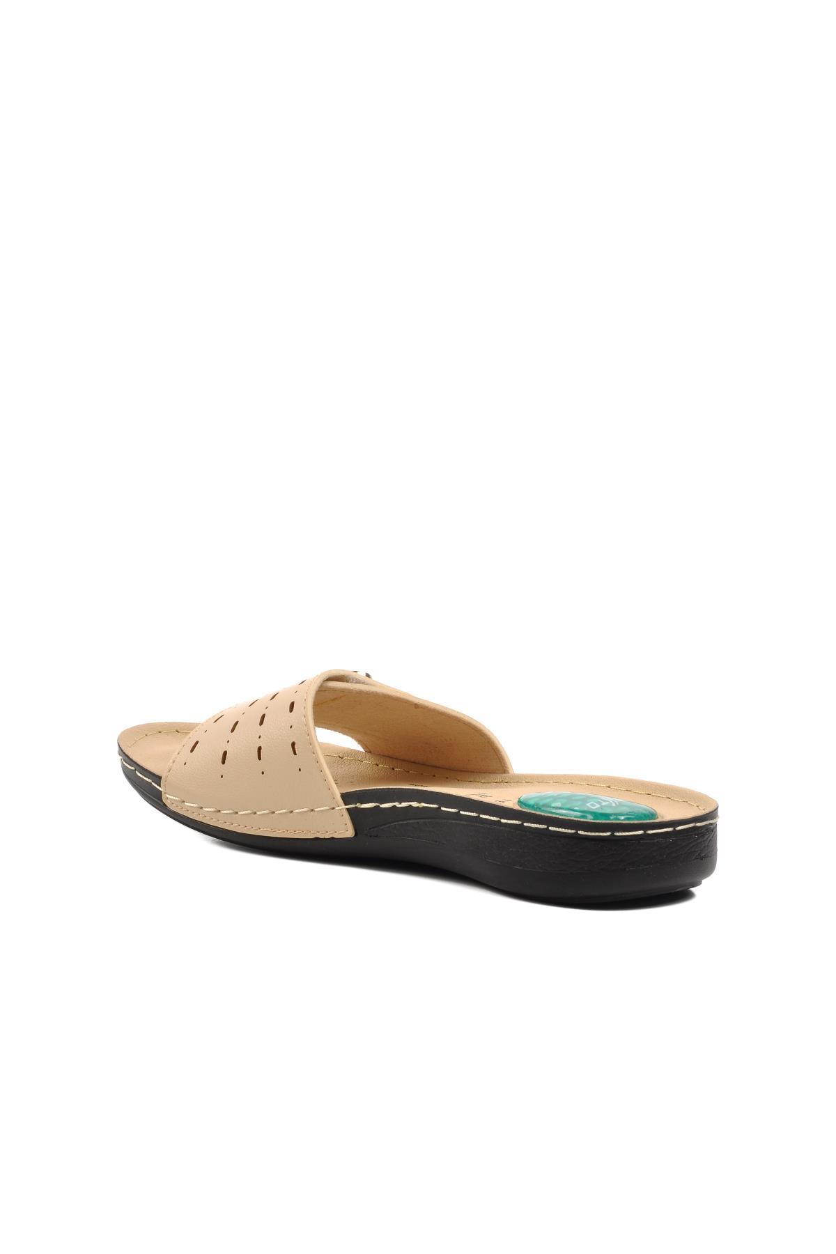 6808 Bej Topuk Jel Destekli Kadın Terlik - Görsel 5