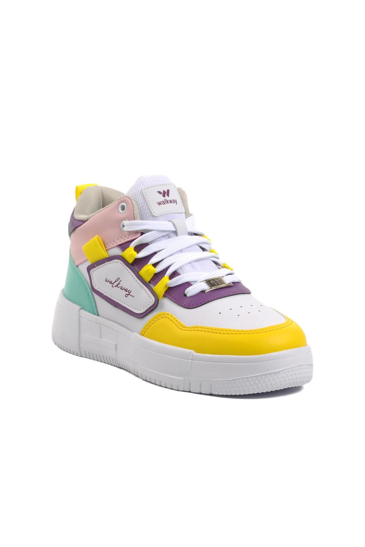Nefertiti Beyaz-Sarı Unisex Hi Sneaker - Görsel 2