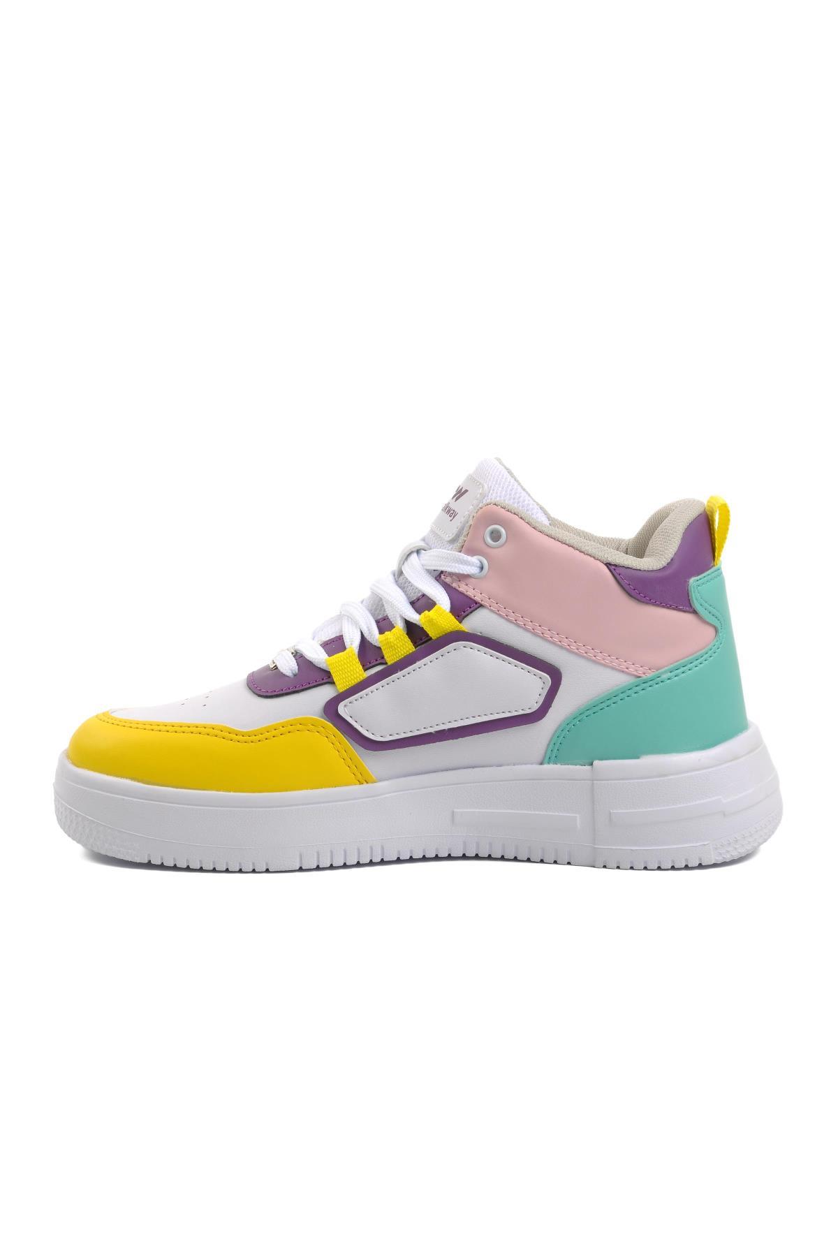 Nefertiti Beyaz-Sarı Unisex Hi Sneaker - Görsel 4