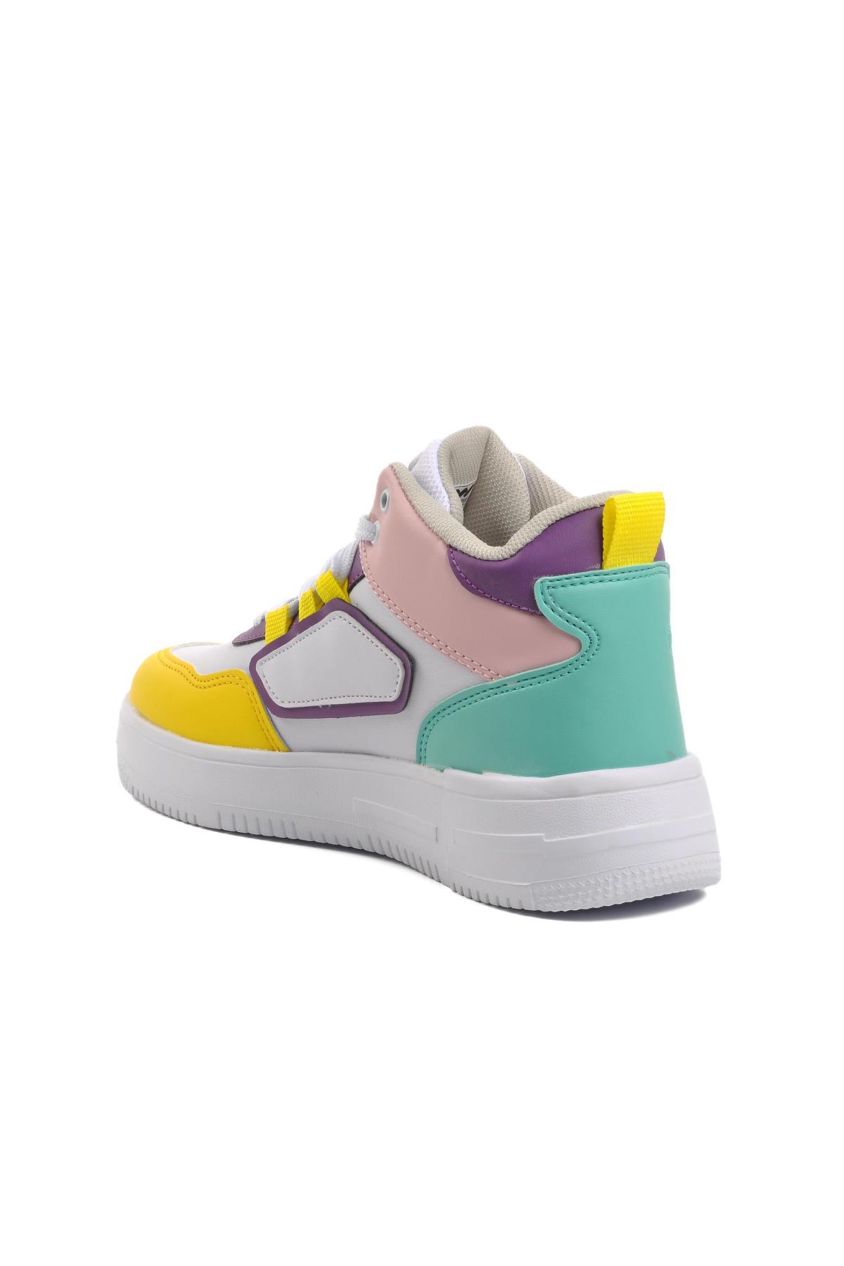Nefertiti Beyaz-Sarı Unisex Hi Sneaker - Görsel 5