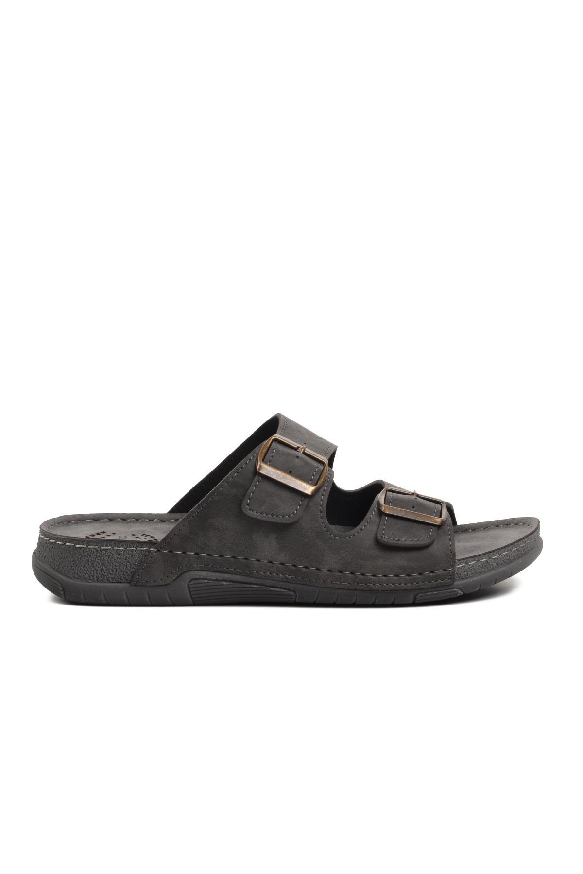 64.002 Gri Çift Bantlı Erkek Terlik - Görsel 3