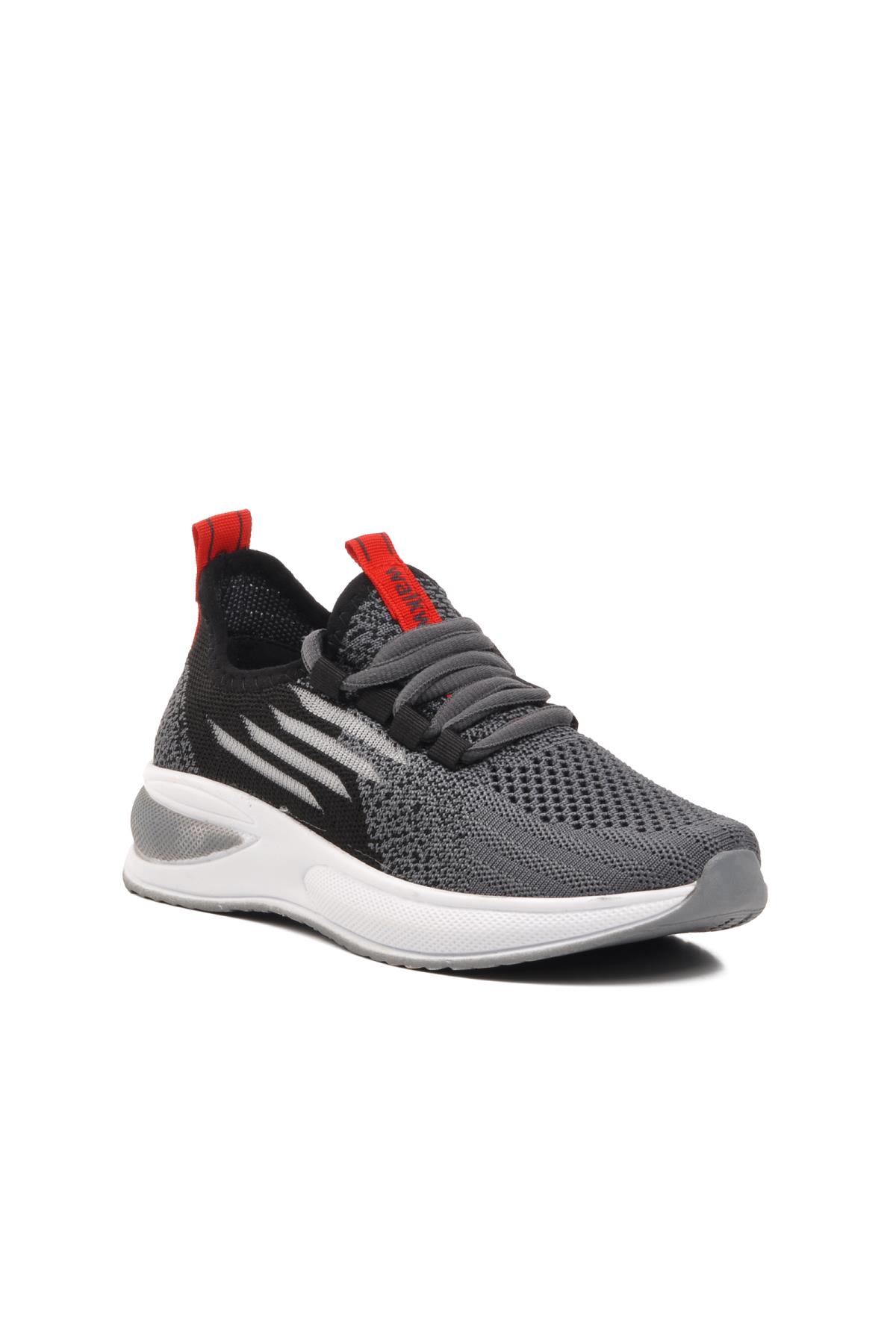 Ravello-F Füme-Siyah-Kırmızı Süs Bağcıklı Fileli Çocuk Spor Ayakkabı - Görsel 2