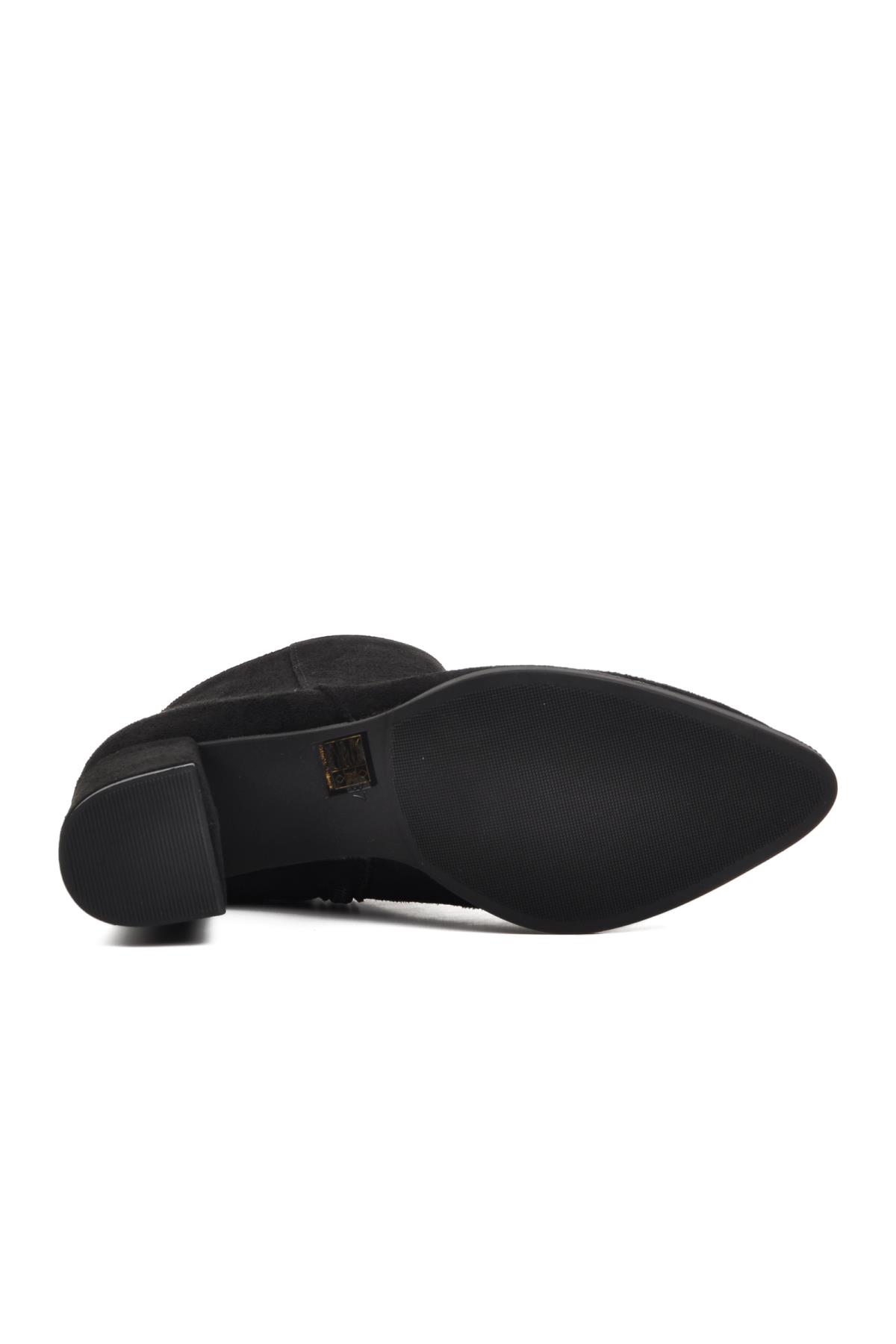 343072 Siyah Süet Kadın Topuklu Bot - Görsel 6