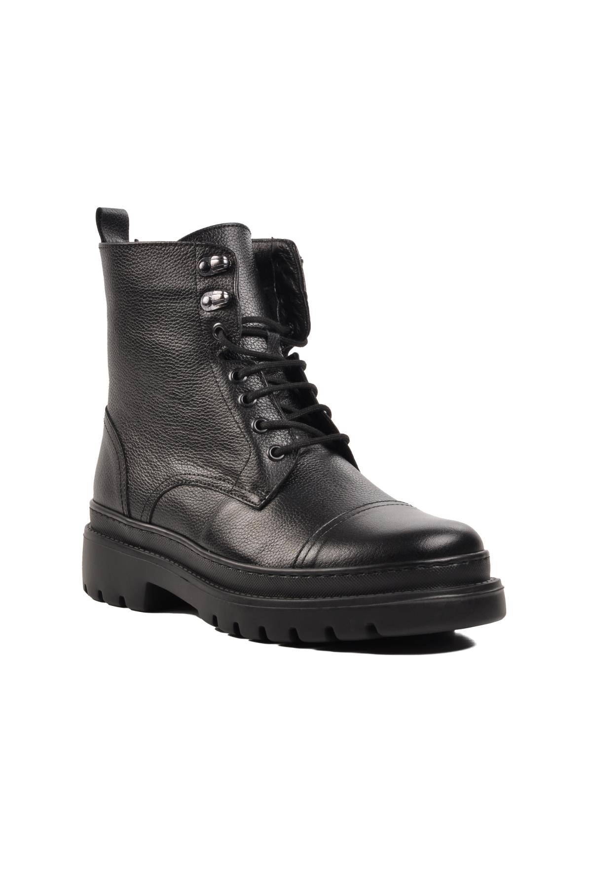 77184 Siyah İçi Polarlı Hakiki Deri Erkek Postal Bot - Görsel 2